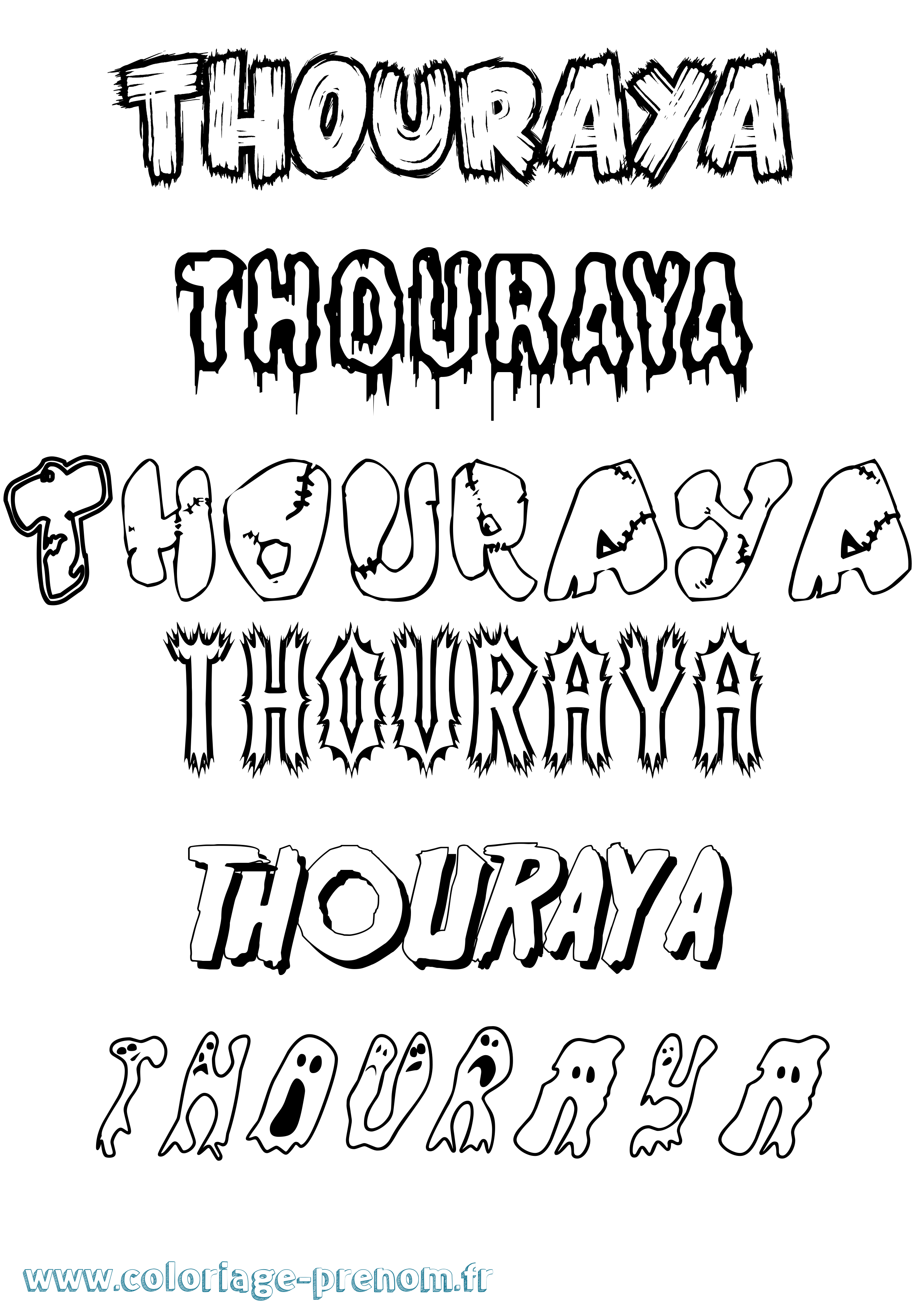 Coloriage Thouraya Frisson Coloriage prénom Thouraya Frisson