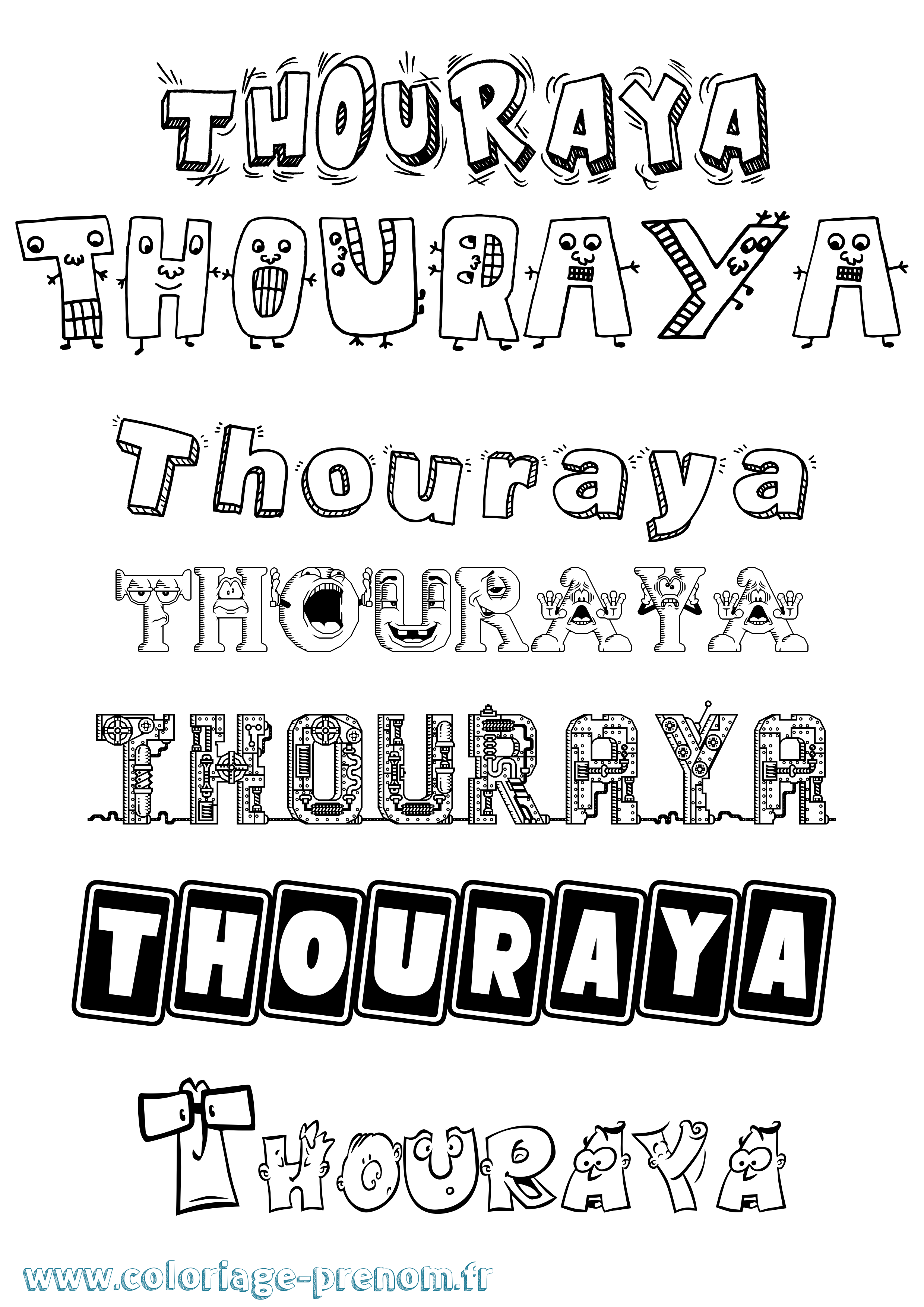 Coloriage Thouraya Fun Coloriage prénom Thouraya Fun