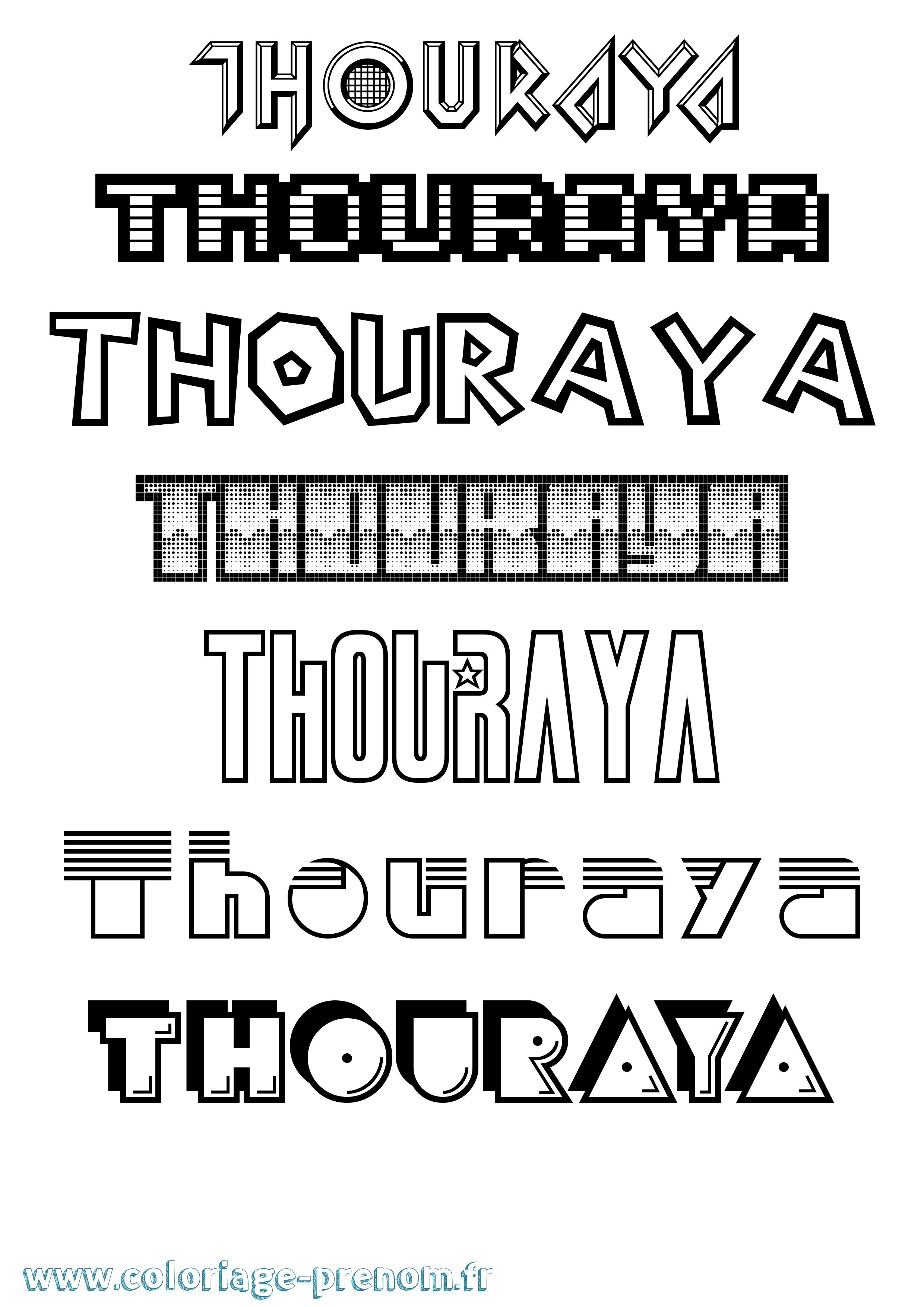 Coloriage Thouraya Jeux Vidéos Coloriage prénom Thouraya Jeux Vidéos