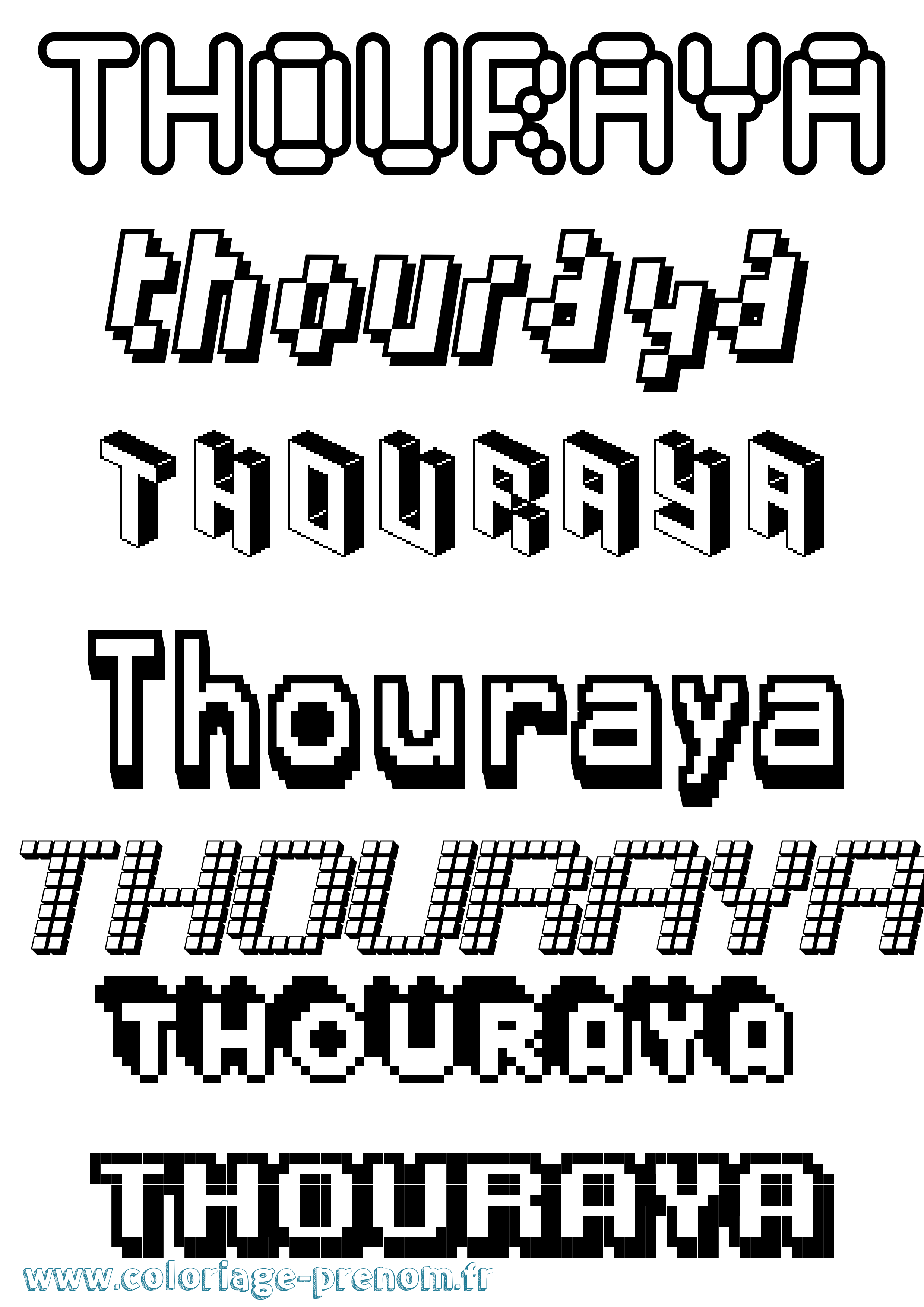 Coloriage Thouraya Pixel Coloriage prénom Thouraya Pixel