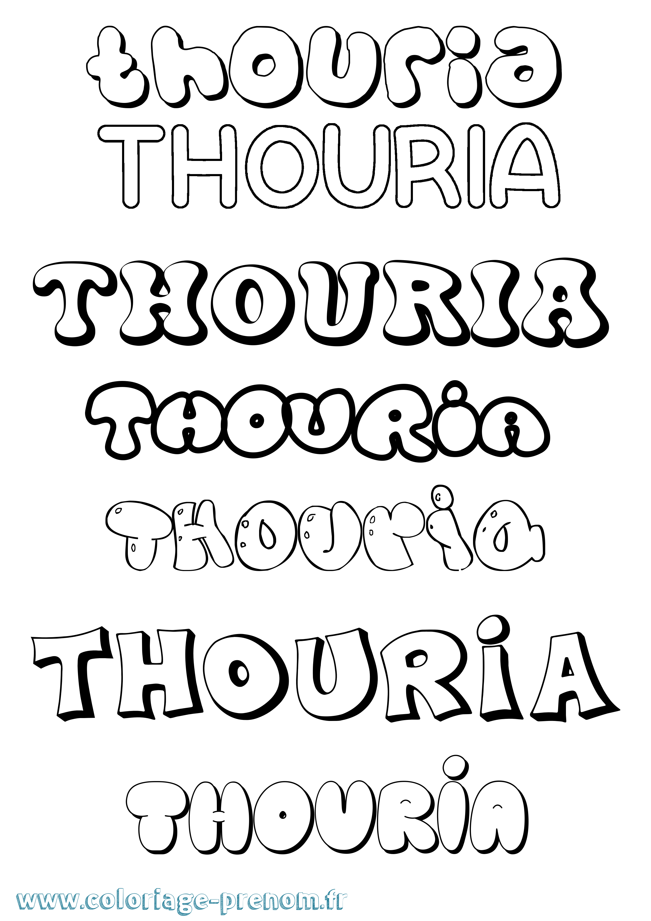 Coloriage Thouria Bubble Coloriage prénom Thouria Bubble