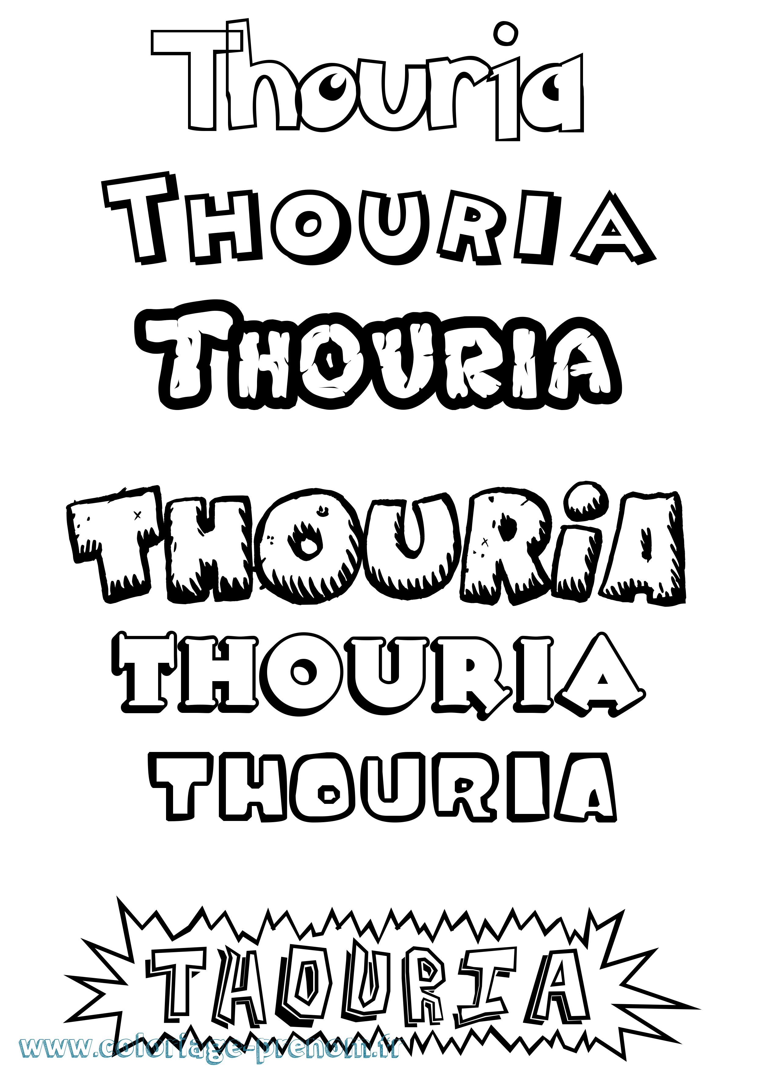 Coloriage Thouria Dessin Animé Coloriage prénom Thouria Dessin Animé