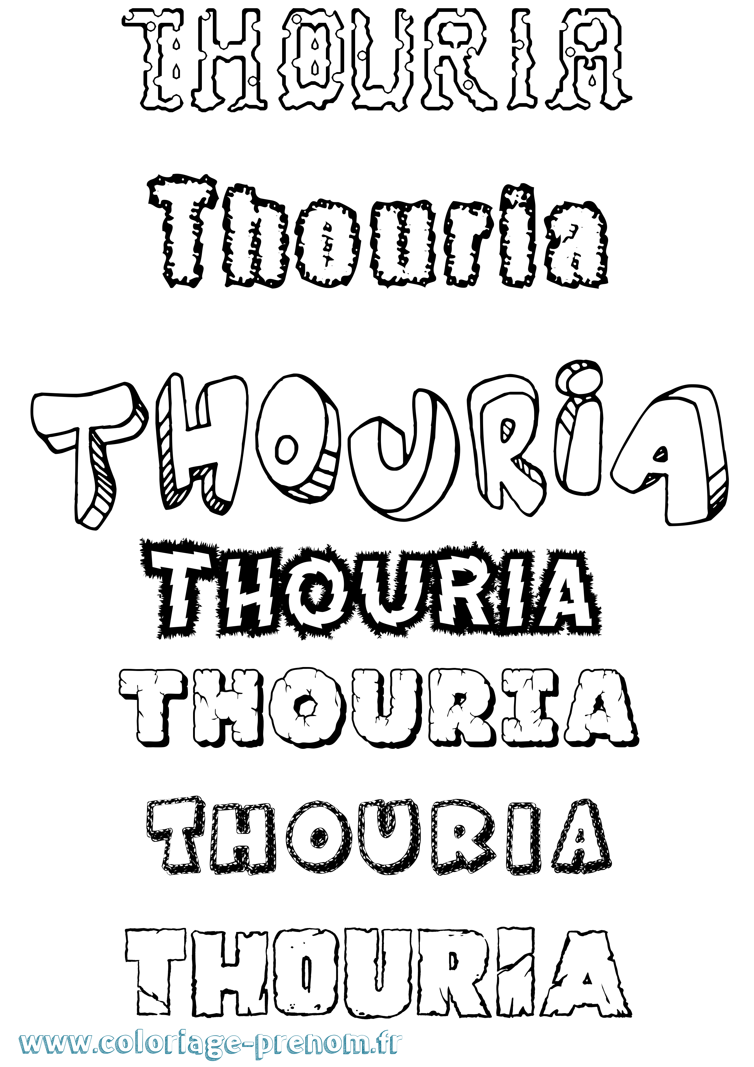 Coloriage Thouria Destructuré Coloriage prénom Thouria Destructuré
