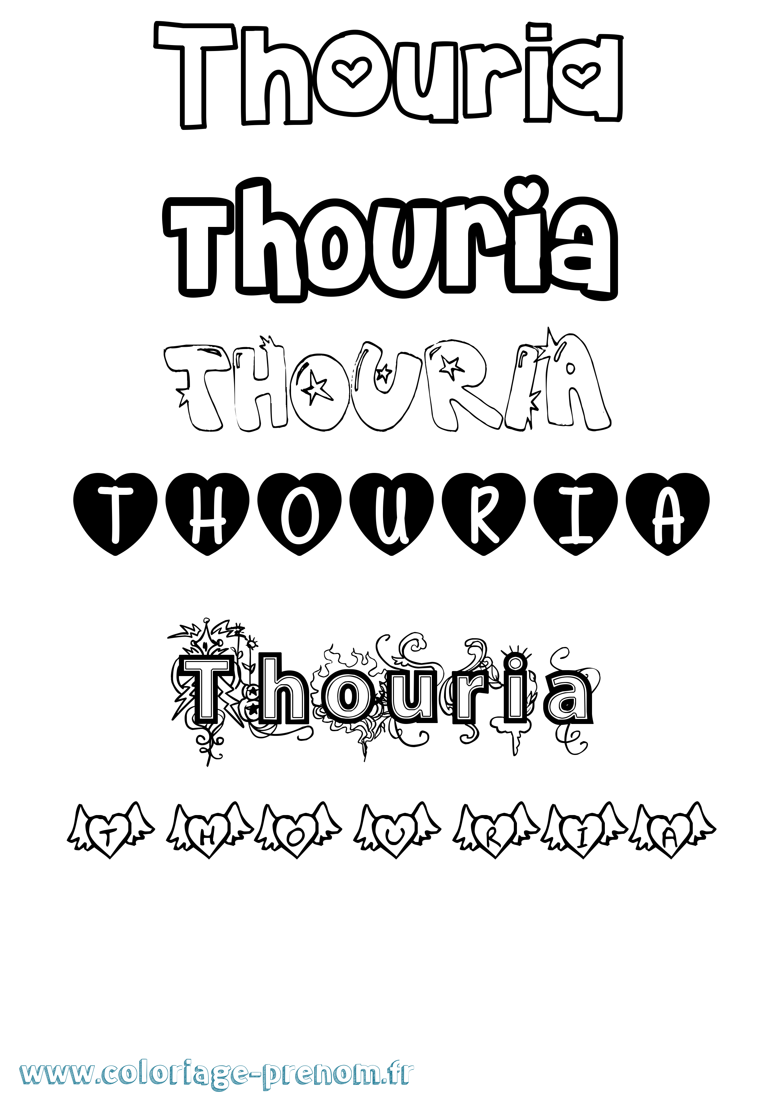 Coloriage Thouria Girly Coloriage prénom Thouria Girly