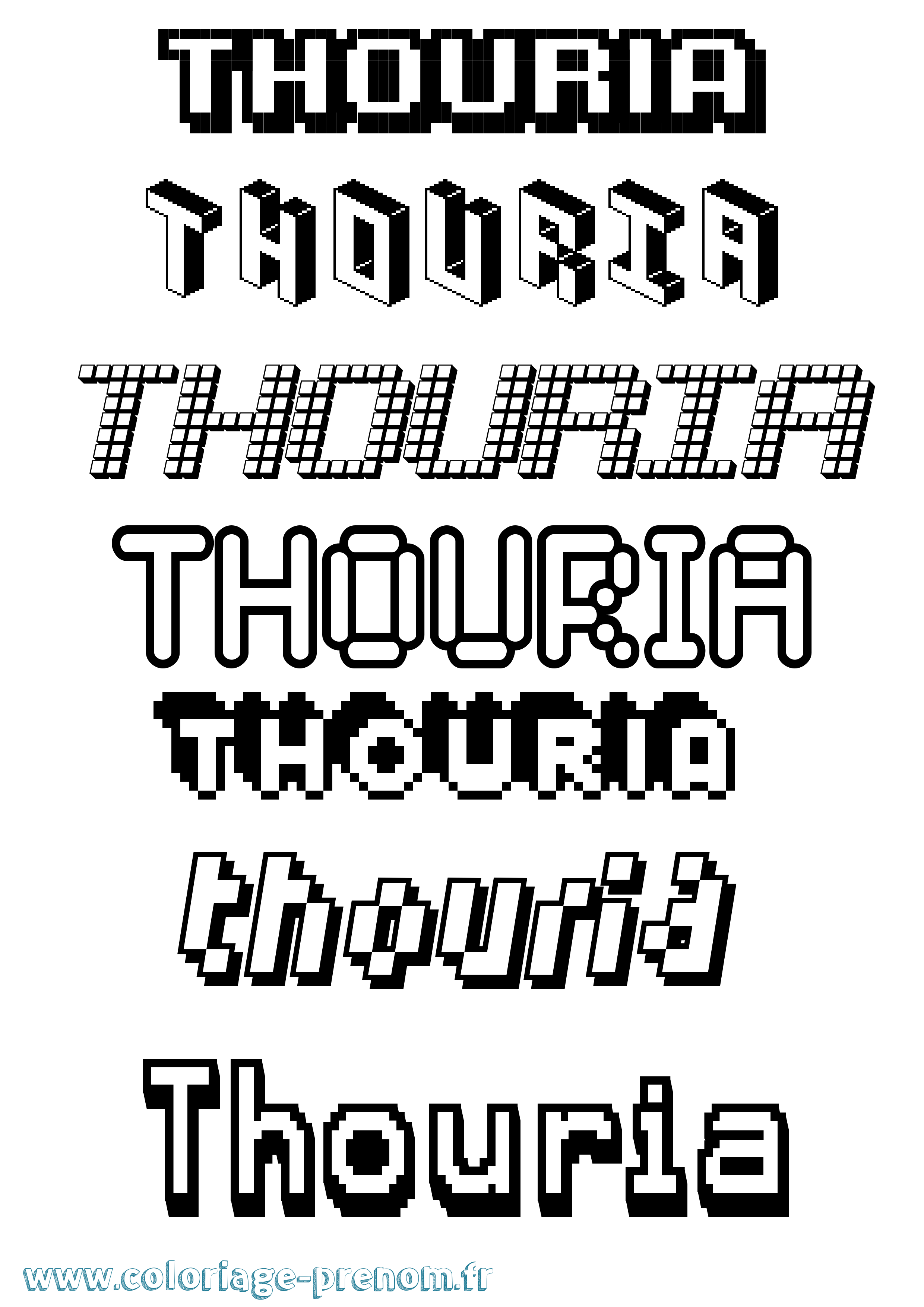 Coloriage Thouria Pixel Coloriage prénom Thouria Pixel