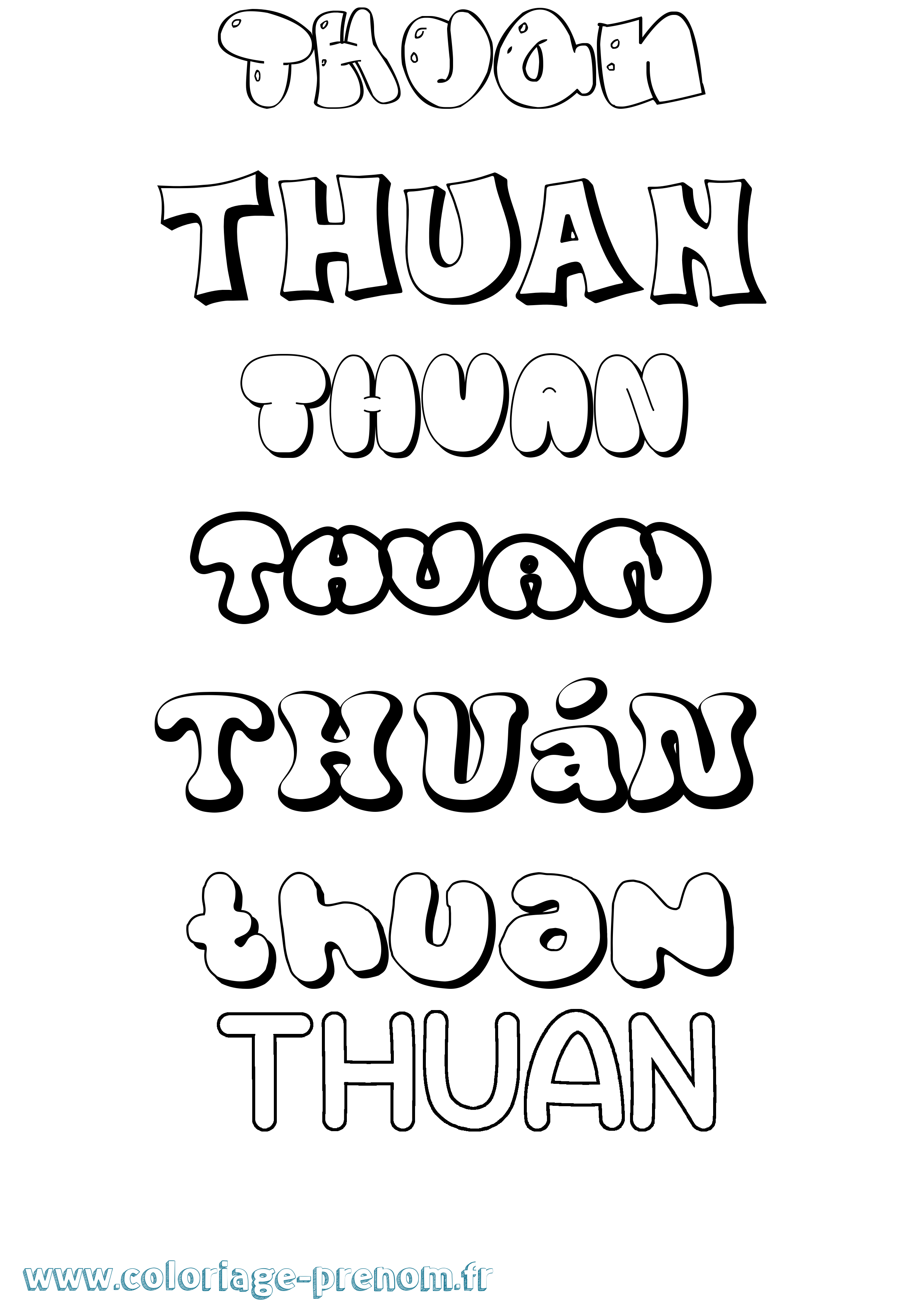 Coloriage Thuán Bubble Coloriage prénom Thuán Bubble
