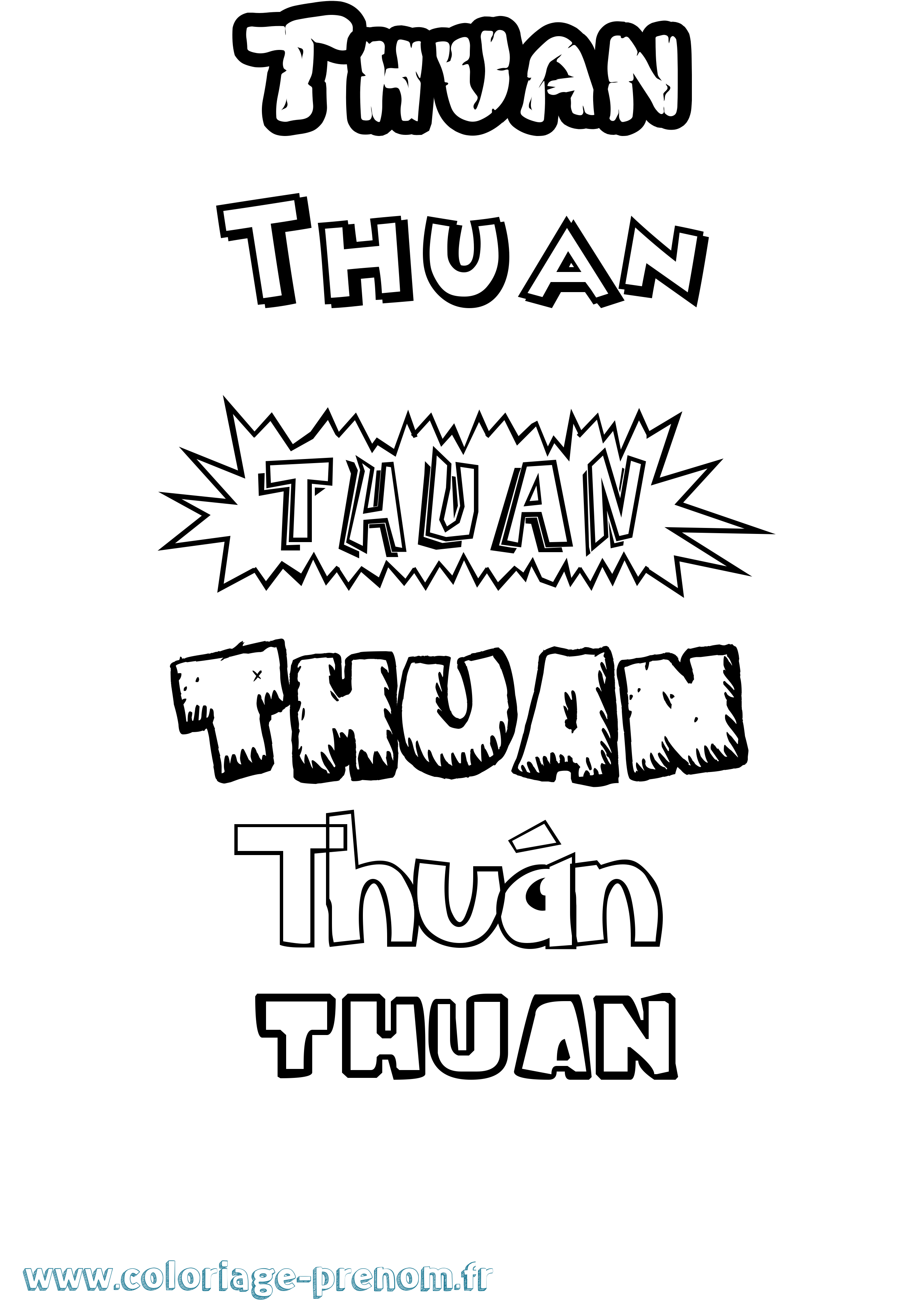 Coloriage Thuán Dessin Animé Coloriage prénom Thuán Dessin Animé