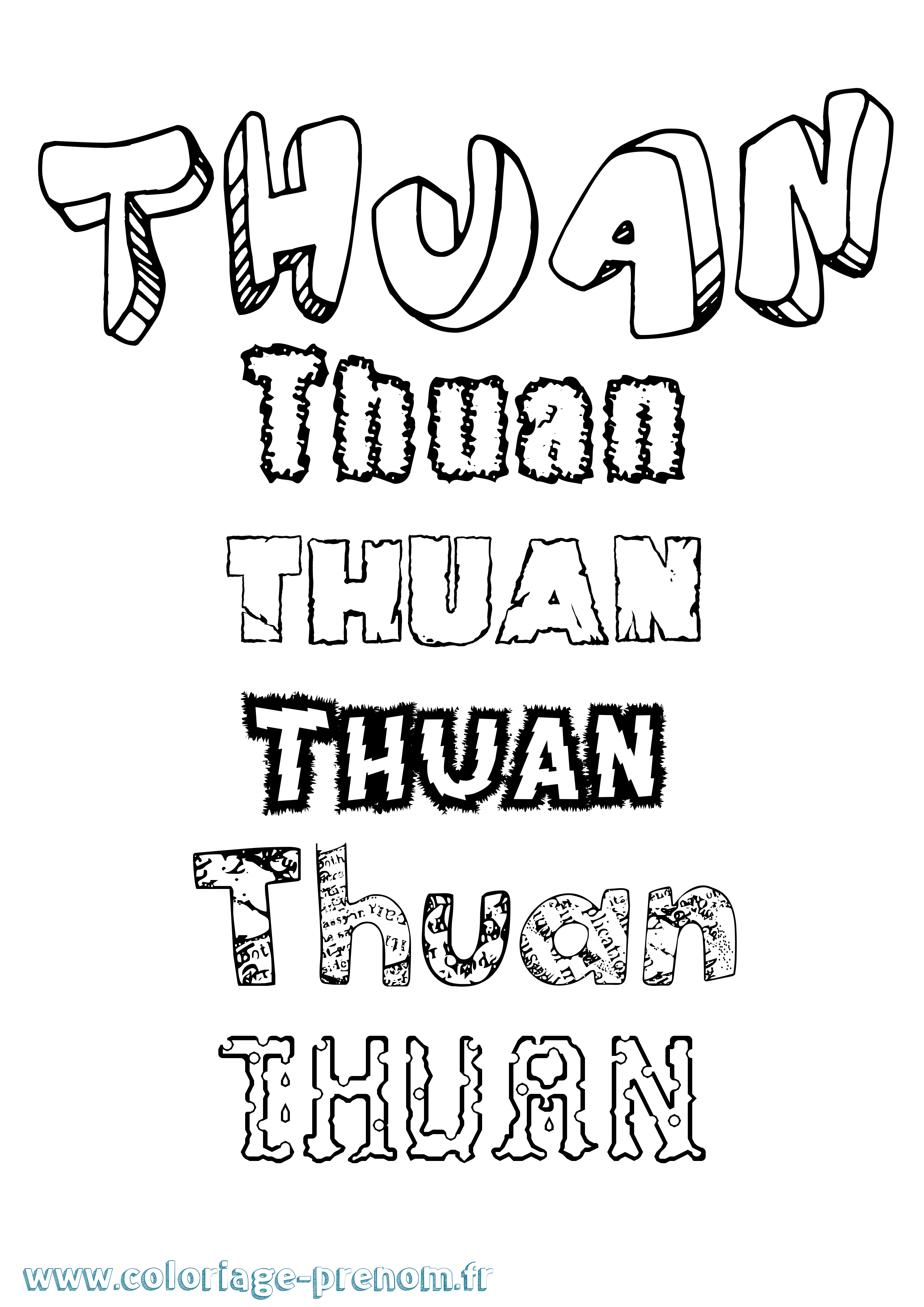 Coloriage Thuán Destructuré Coloriage prénom Thuán Destructuré