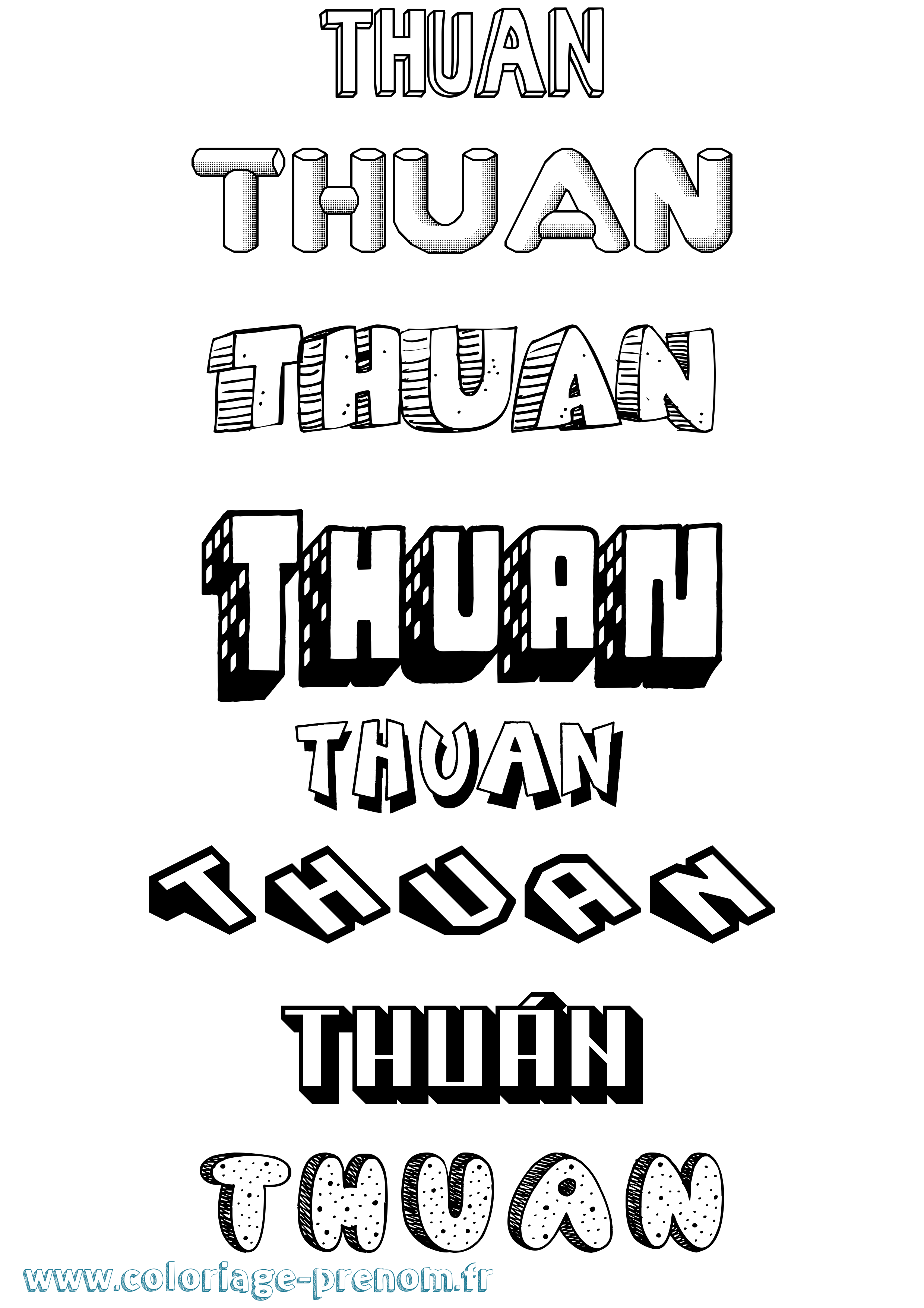 Coloriage Thuán Effet 3D Coloriage prénom Thuán Effet 3D