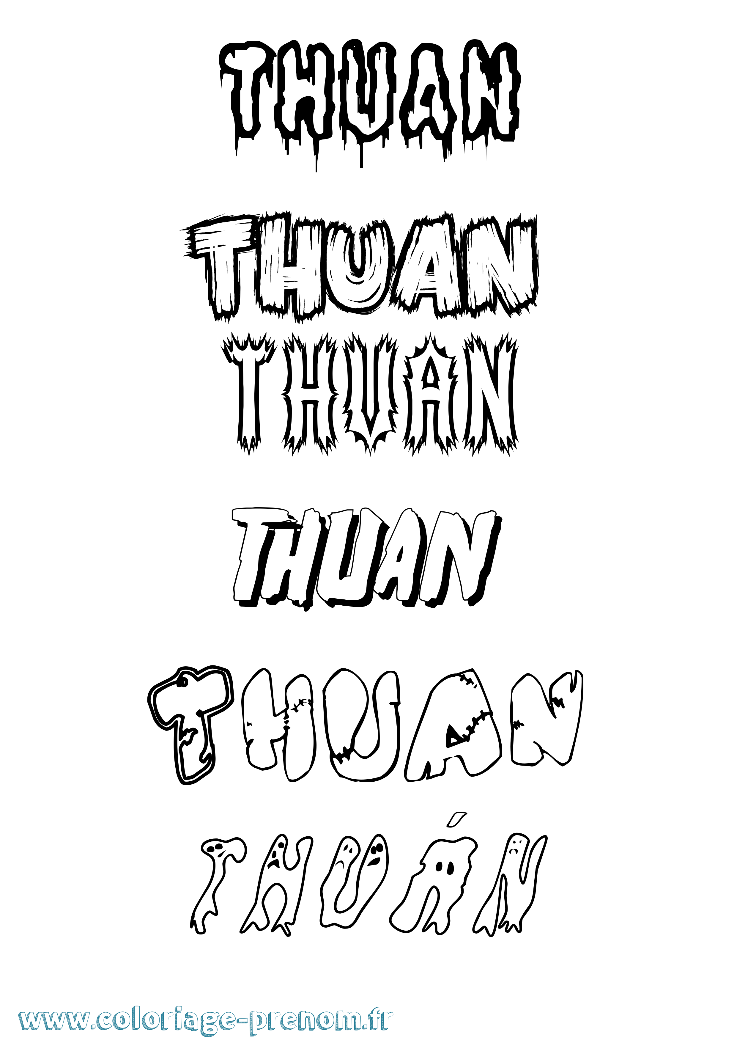 Coloriage Thuán Frisson Coloriage prénom Thuán Frisson