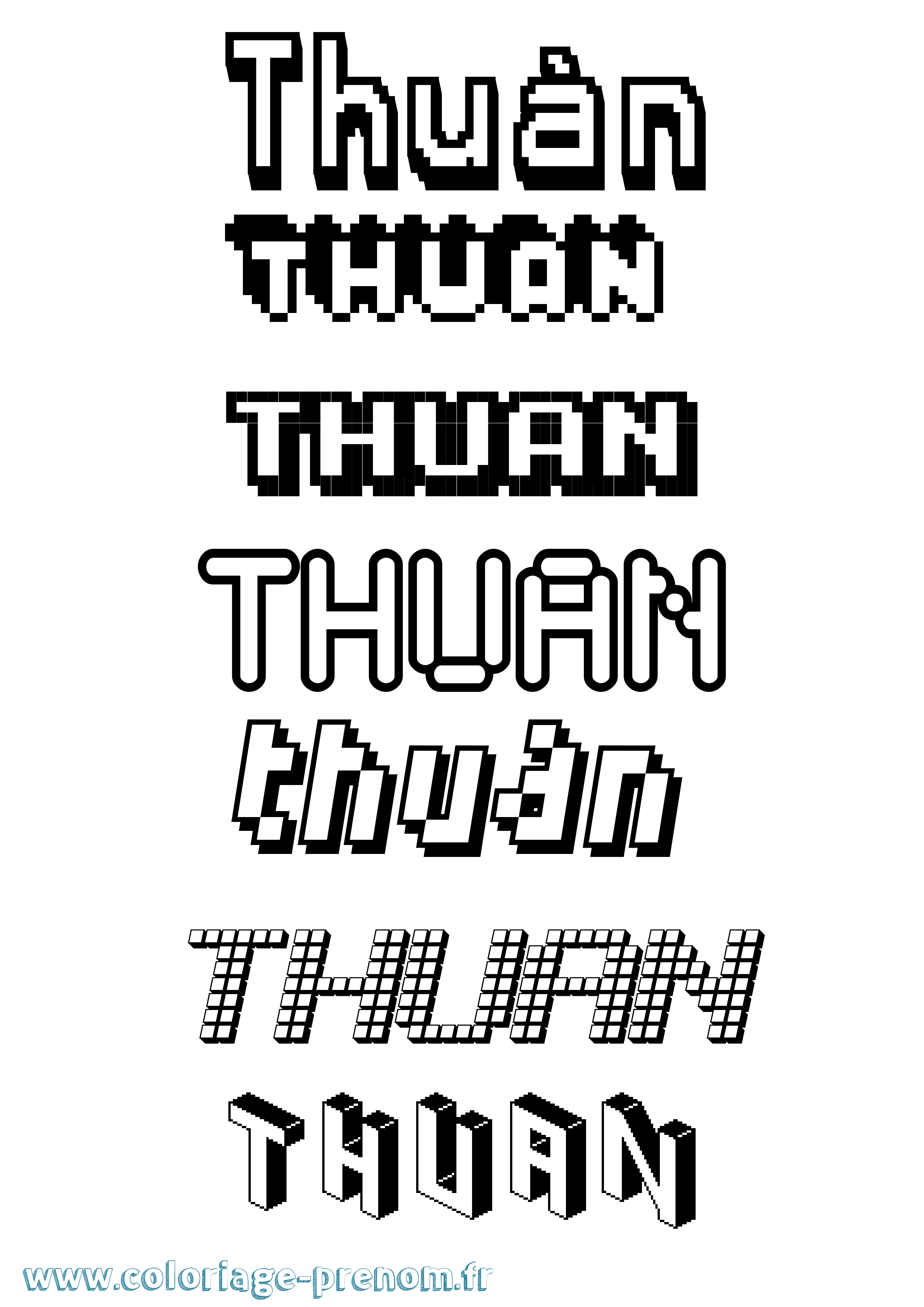 Coloriage Thuán Pixel Coloriage prénom Thuán Pixel