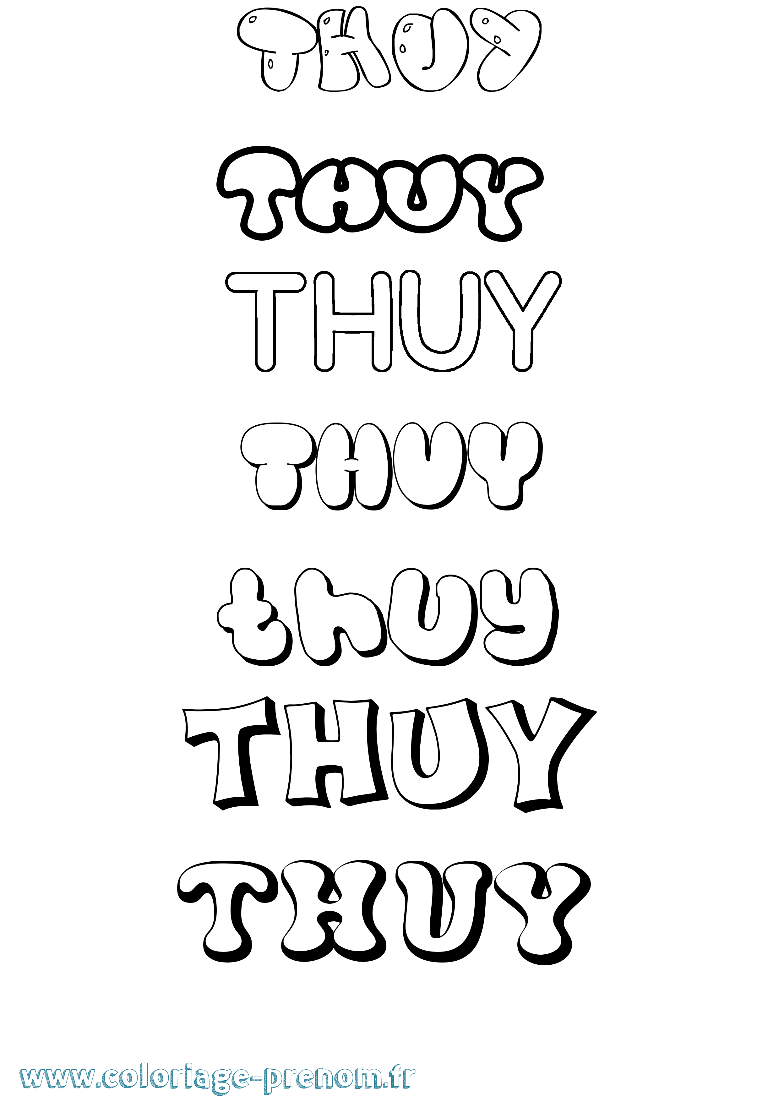 Coloriage Thuy Bubble Coloriage prénom Thuy Bubble