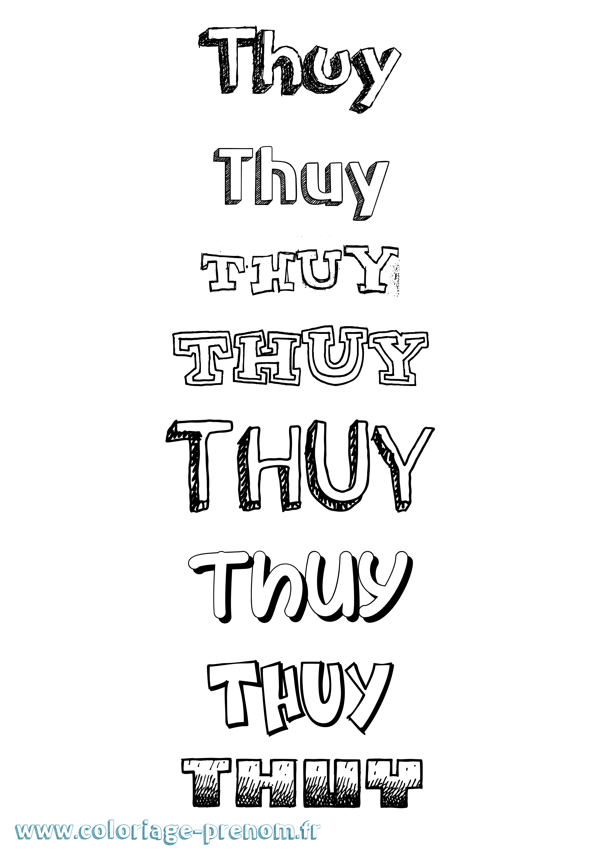 Coloriage Thuy Dessiné Coloriage prénom Thuy Dessiné