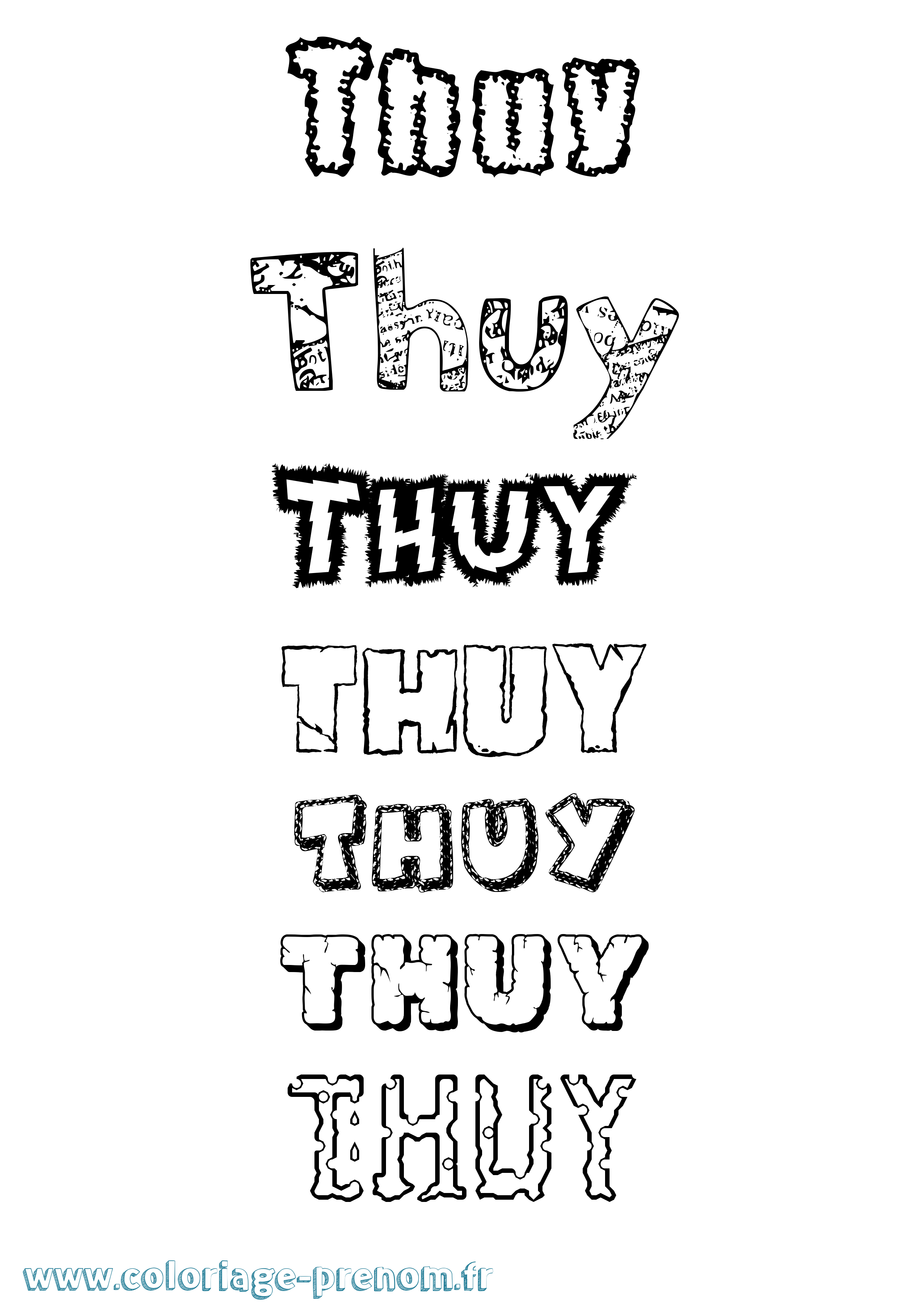 Coloriage Thuy Destructuré Coloriage prénom Thuy Destructuré