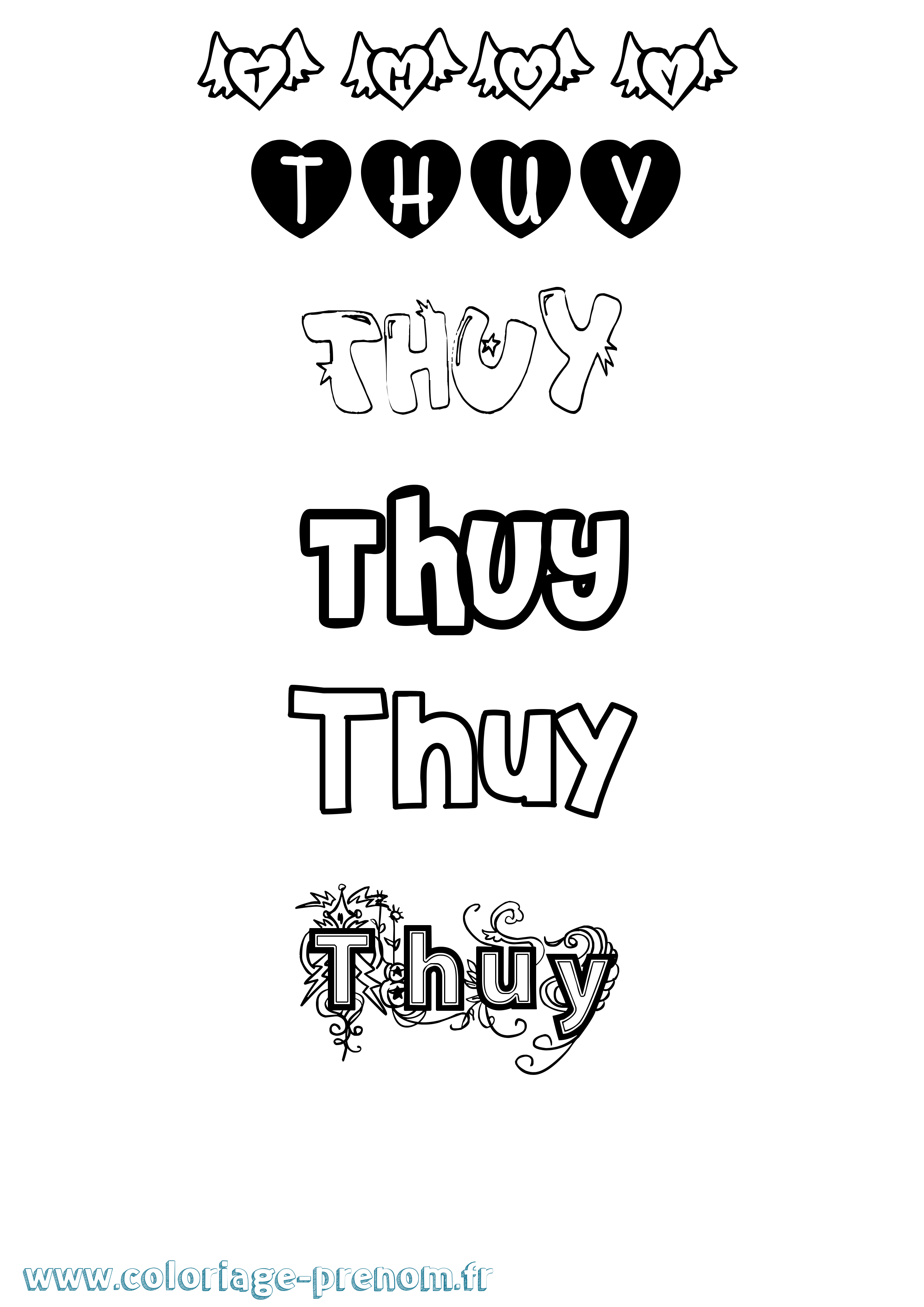 Coloriage Thuy Girly Coloriage prénom Thuy Girly