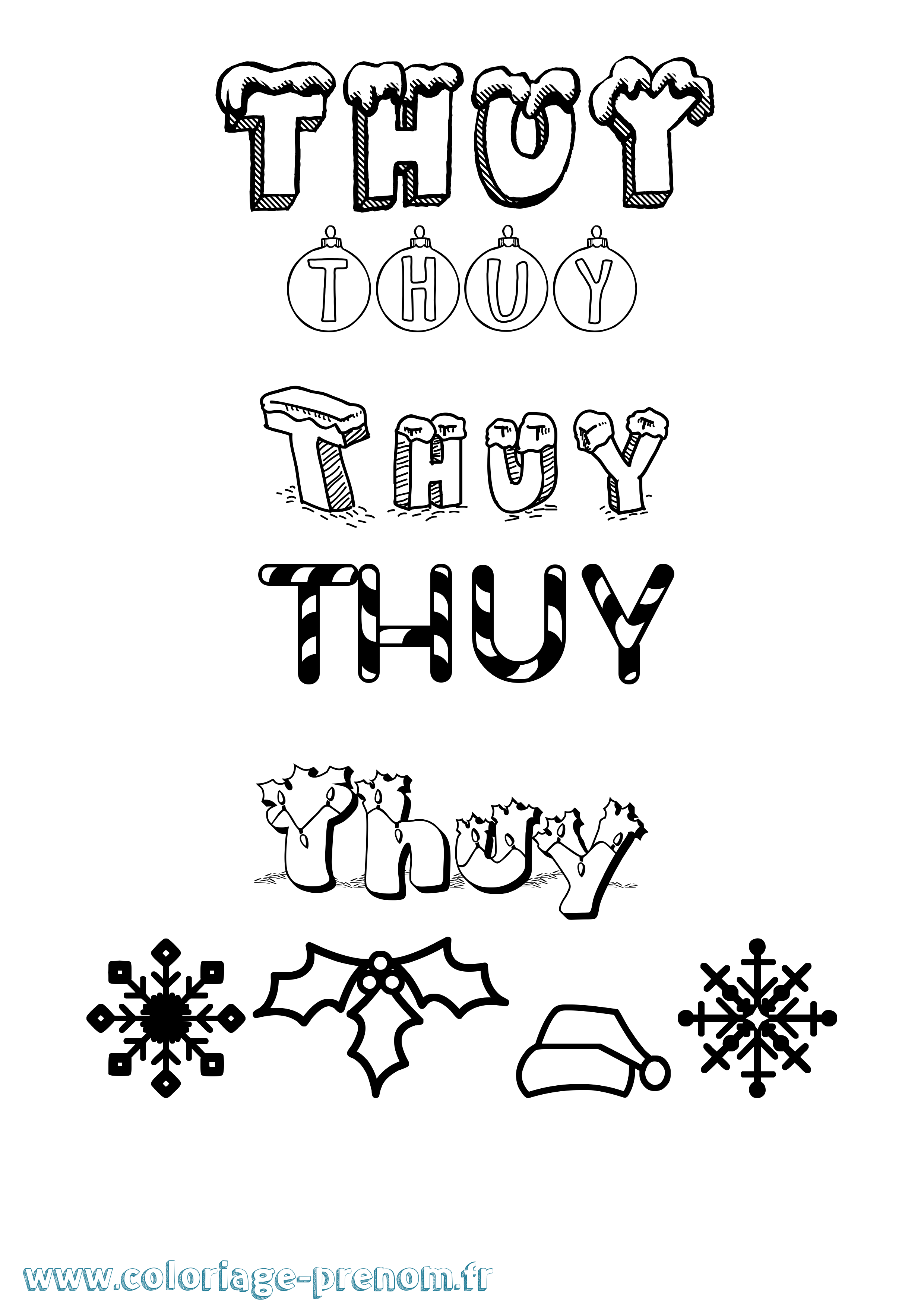 Coloriage Thuy Noël Coloriage prénom Thuy Noël