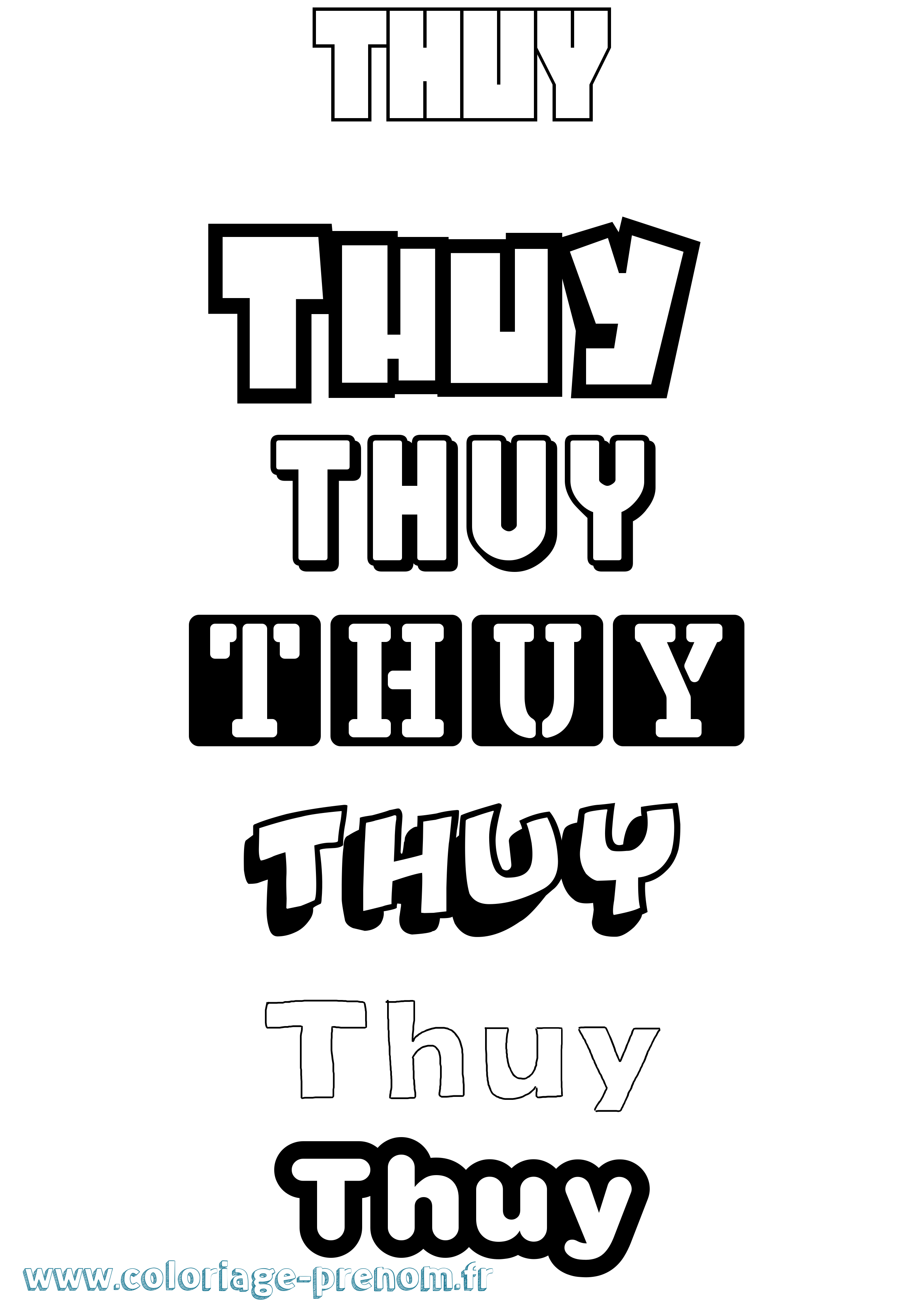 Coloriage Thuy Simple Coloriage prénom Thuy Simple