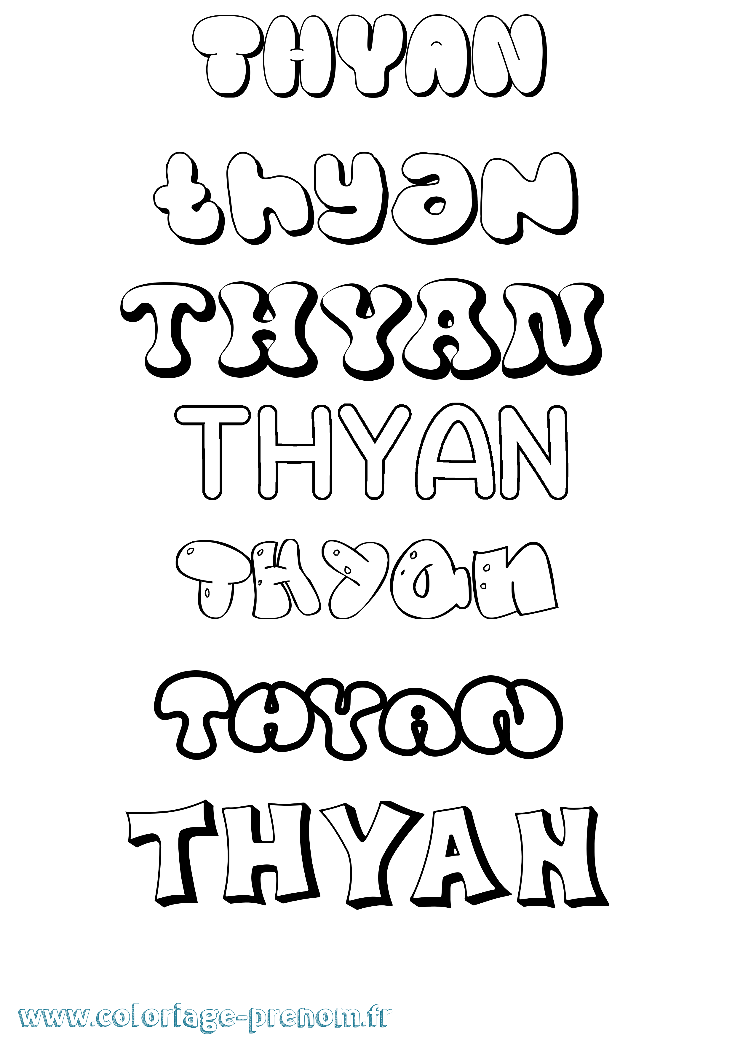 Coloriage Thyan Bubble Coloriage prénom Thyan Bubble