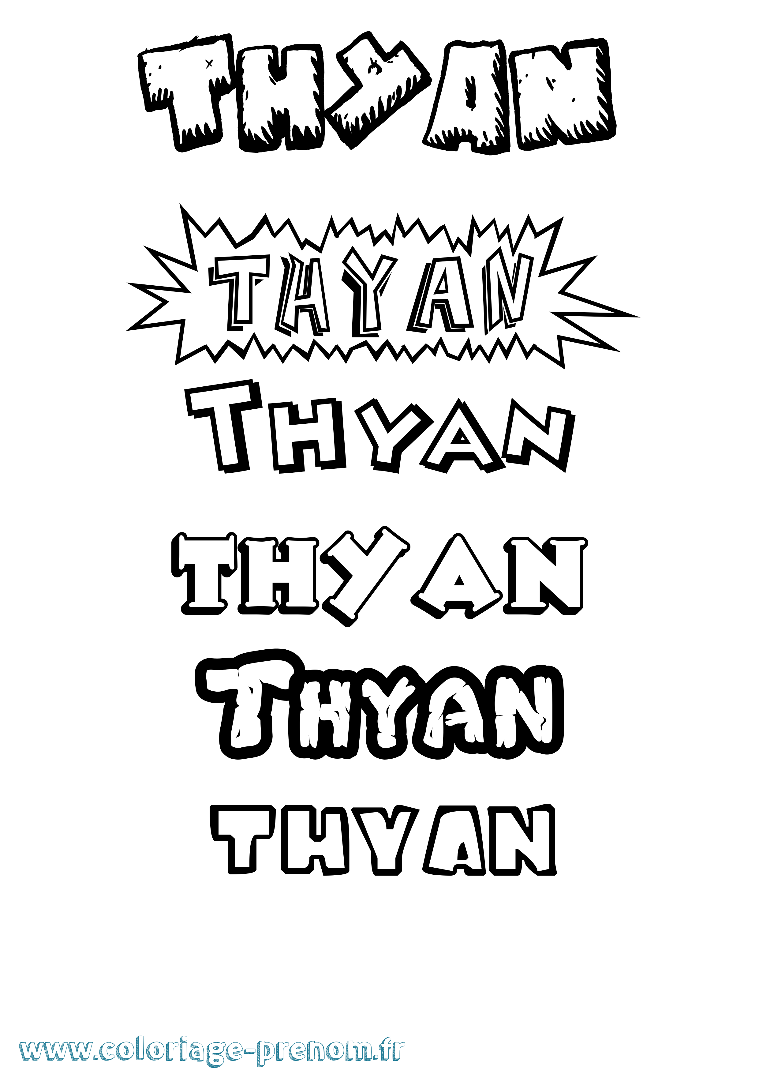 Coloriage Thyan Dessin Animé Coloriage prénom Thyan Dessin Animé