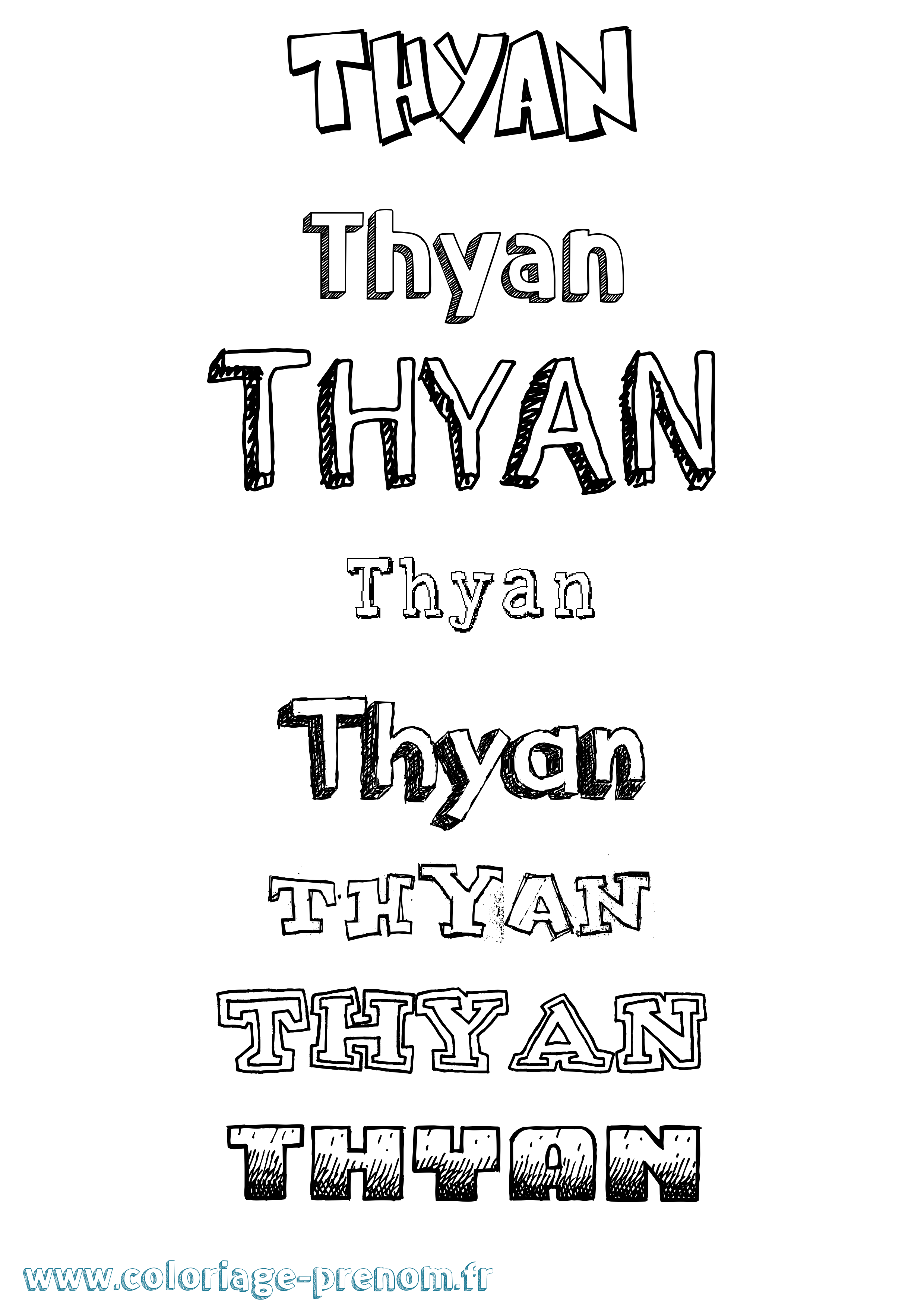 Coloriage Thyan Dessiné Coloriage prénom Thyan Dessiné