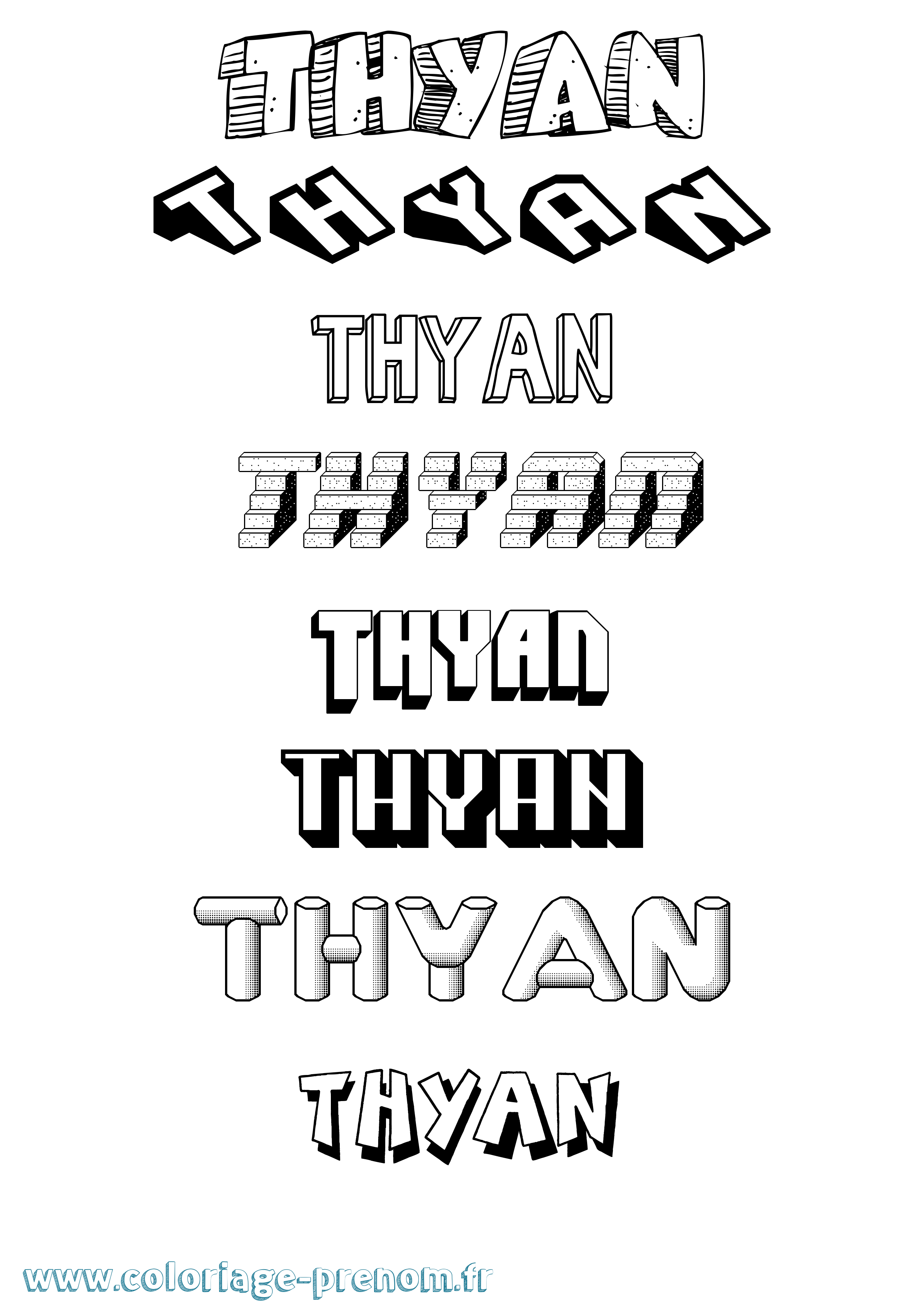 Coloriage Thyan Effet 3D Coloriage prénom Thyan Effet 3D