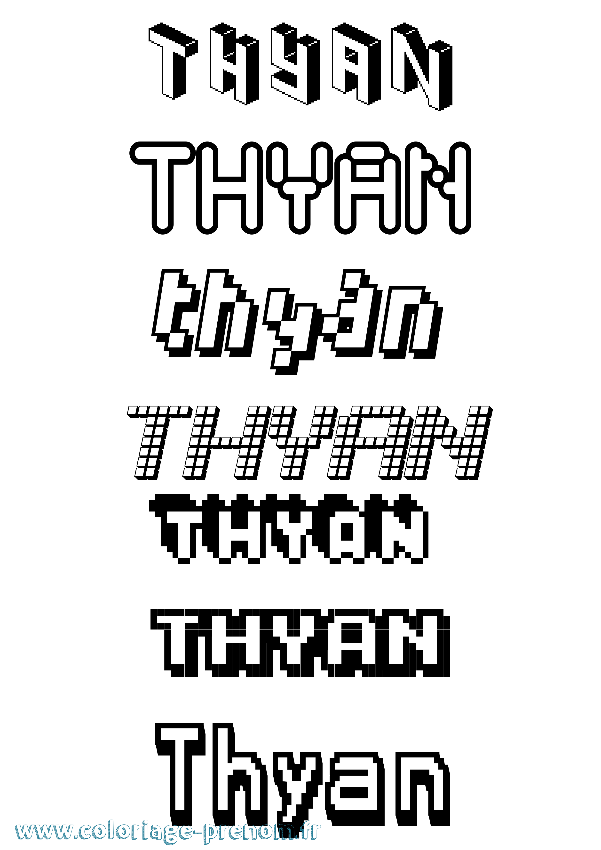 Coloriage Thyan Pixel Coloriage prénom Thyan Pixel