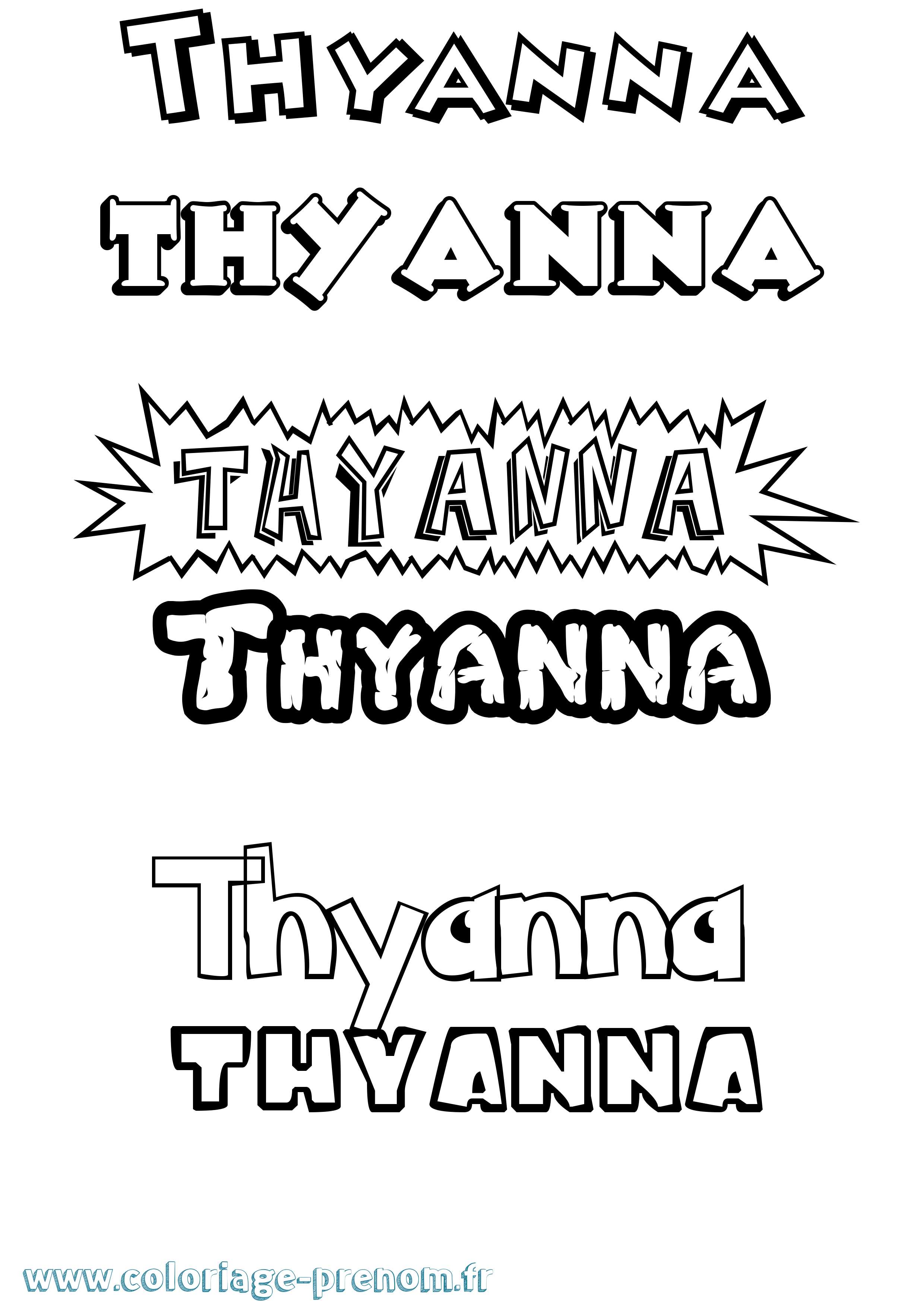Coloriage Thyanna Dessin Animé Coloriage prénom Thyanna Dessin Animé