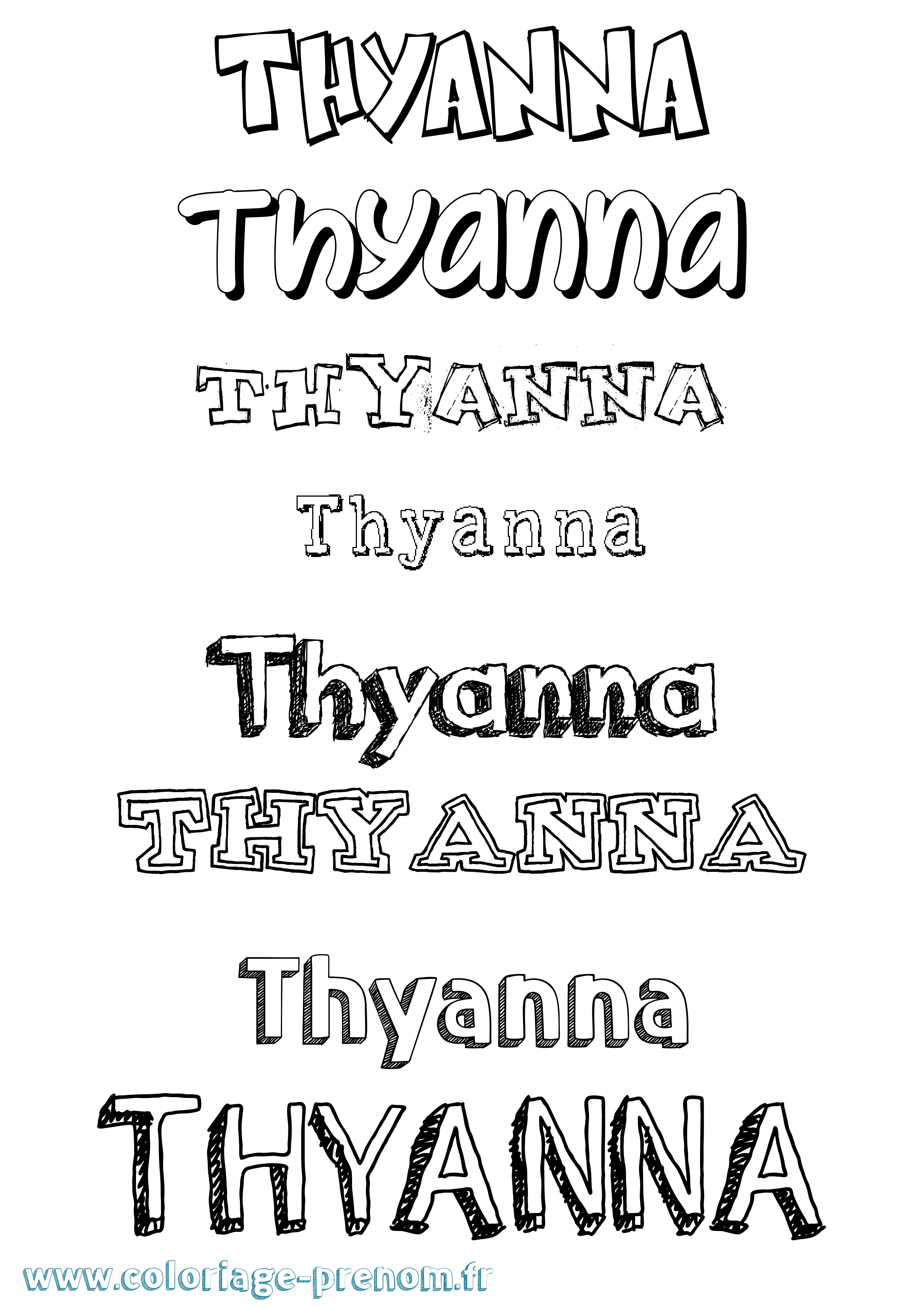 Coloriage Thyanna Dessiné Coloriage prénom Thyanna Dessiné