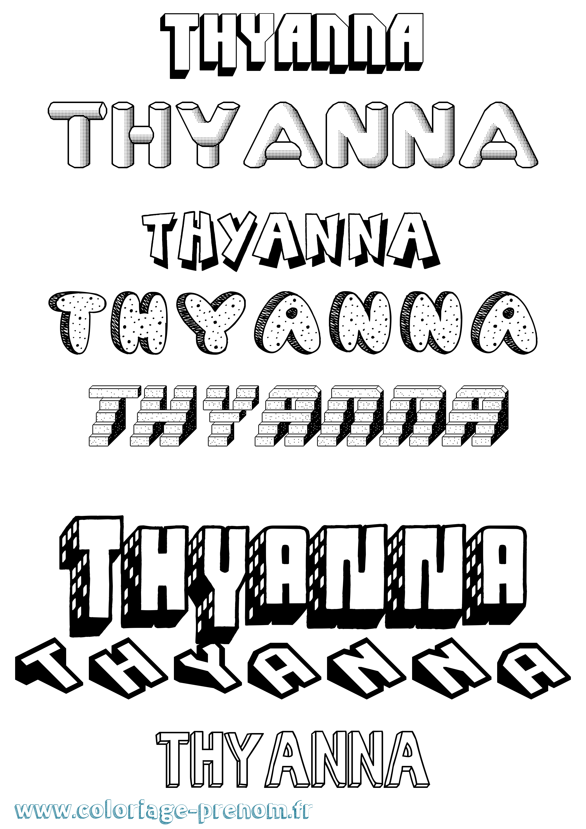 Coloriage Thyanna Effet 3D Coloriage prénom Thyanna Effet 3D