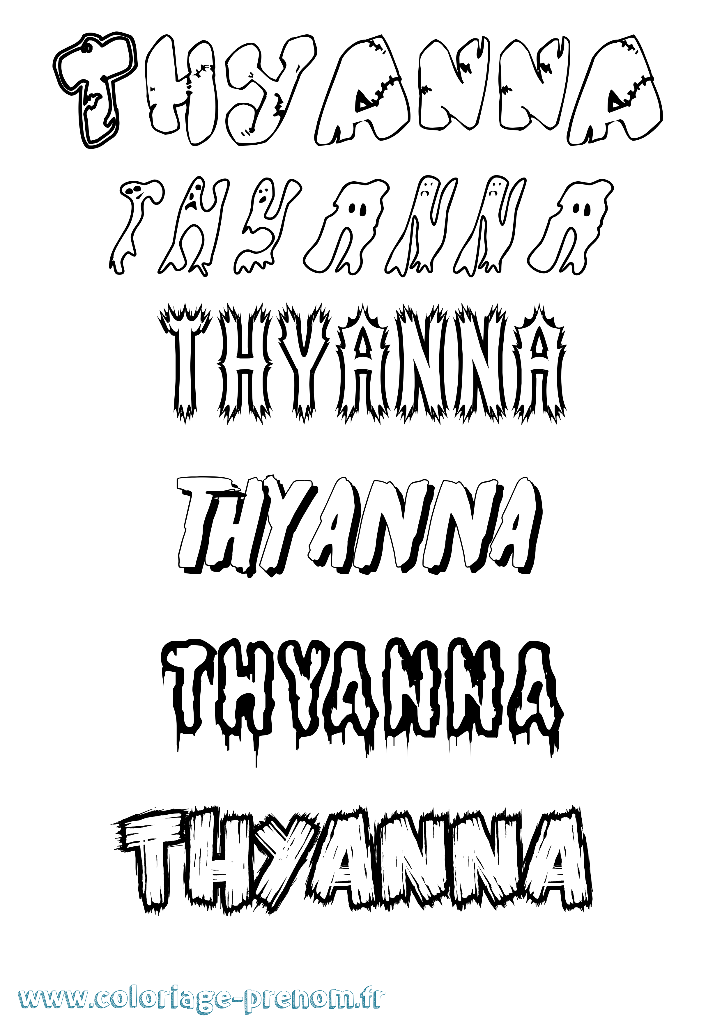 Coloriage Thyanna Frisson Coloriage prénom Thyanna Frisson