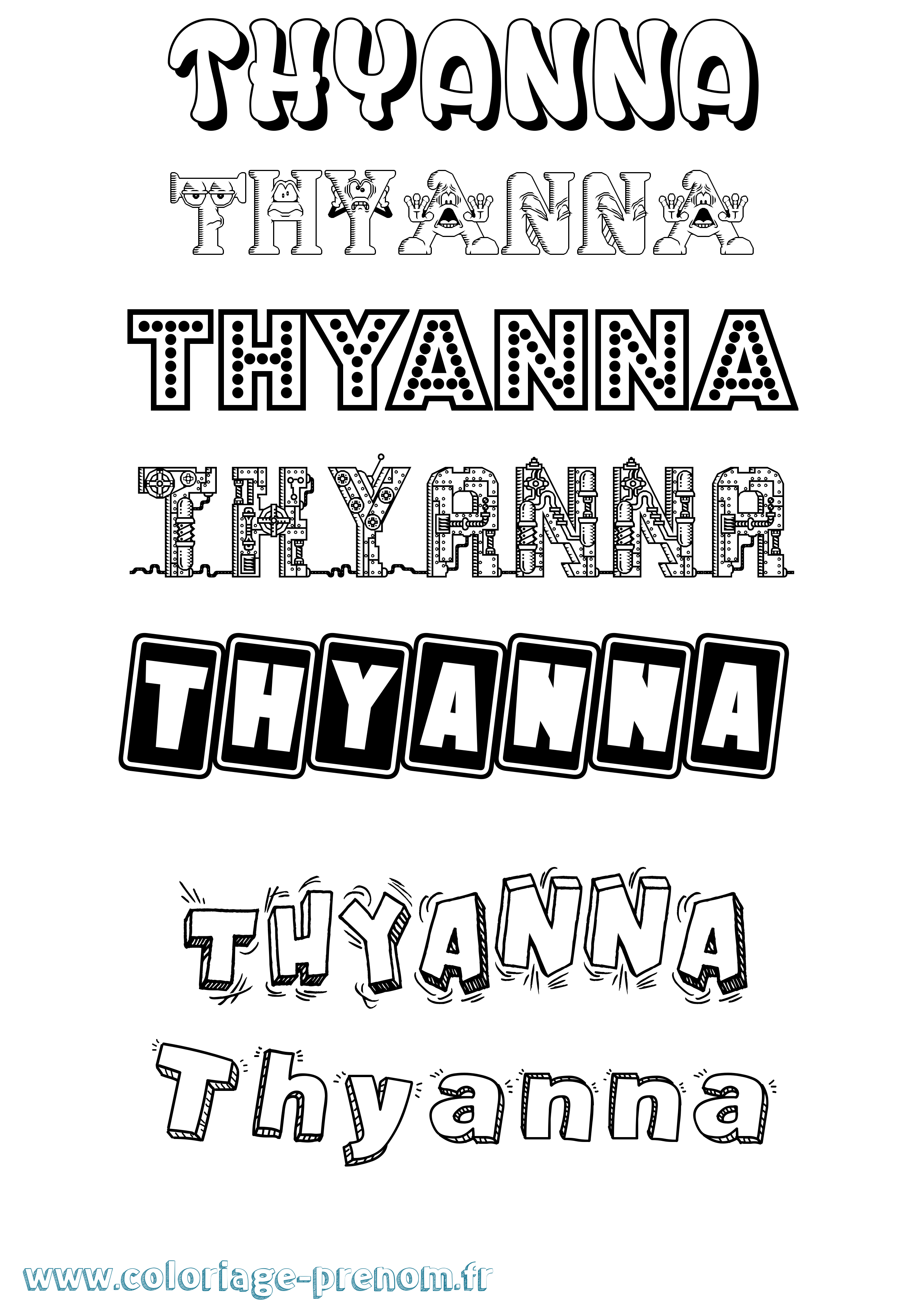 Coloriage Thyanna Fun Coloriage prénom Thyanna Fun