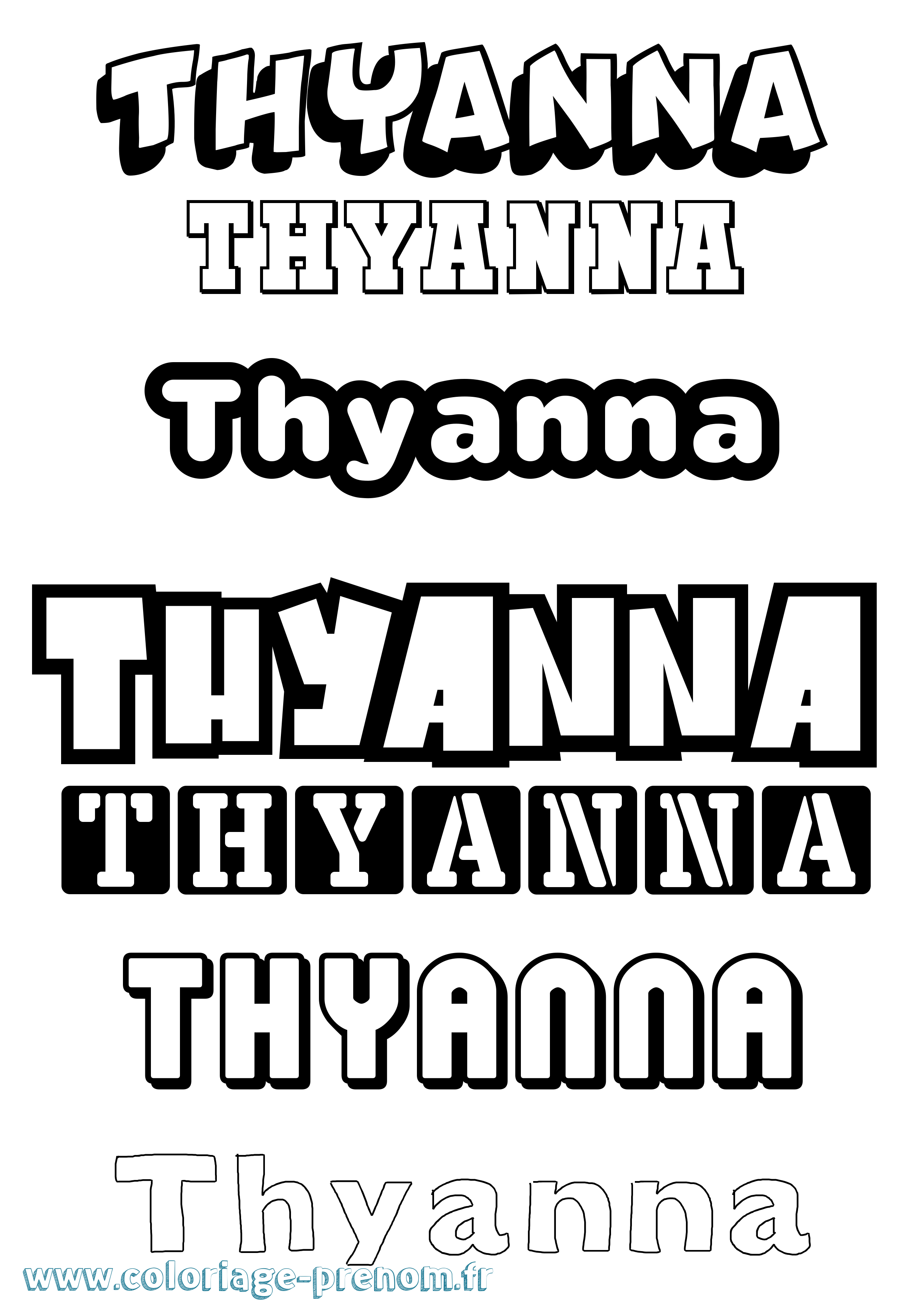 Coloriage Thyanna Simple Coloriage prénom Thyanna Simple