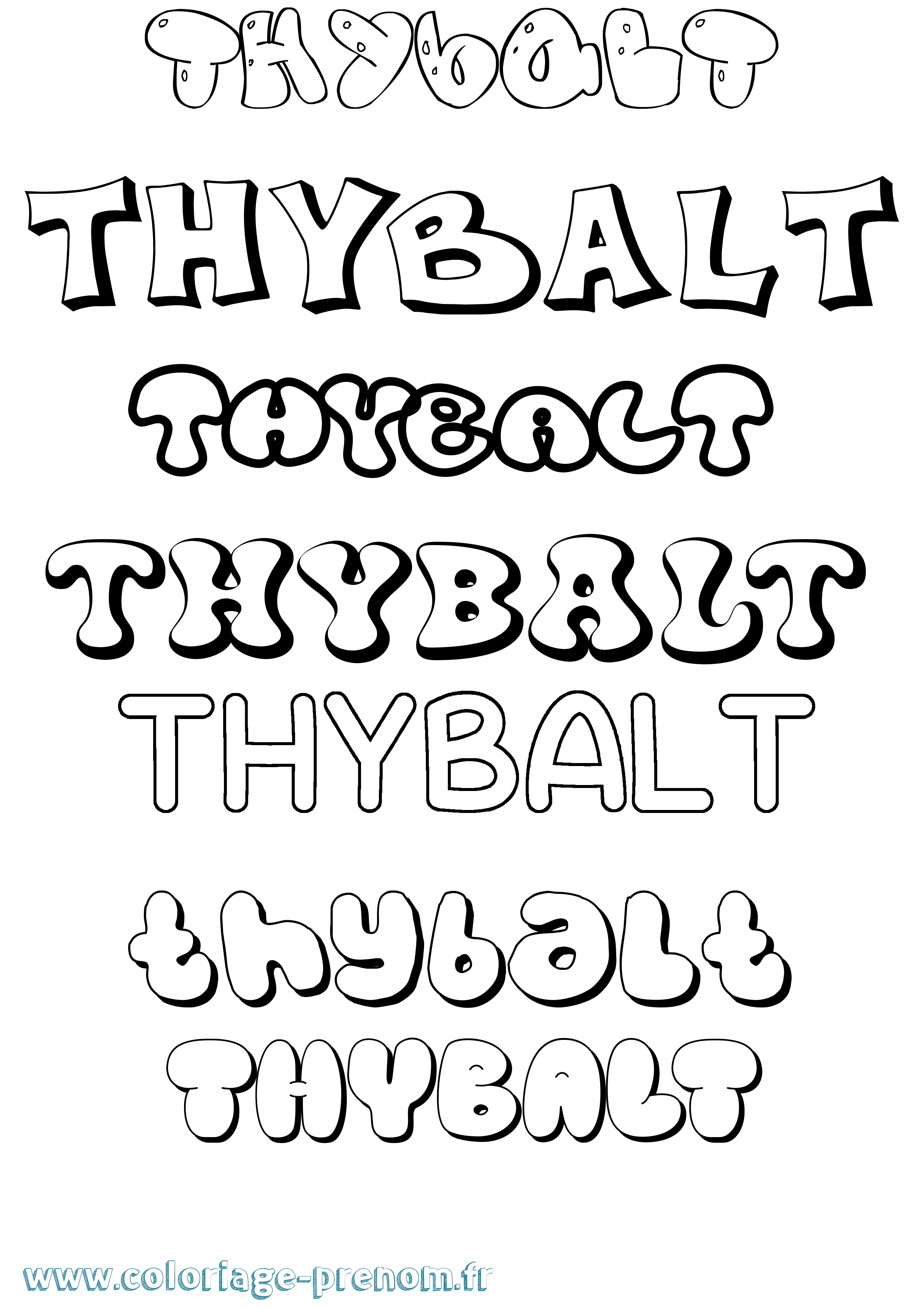 Coloriage Thybalt Bubble Coloriage prénom Thybalt Bubble