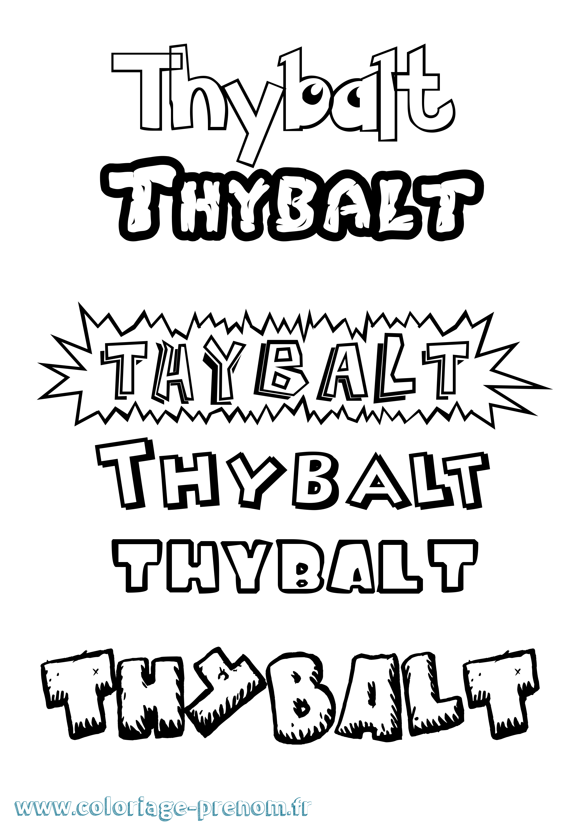Coloriage Thybalt Dessin Animé Coloriage prénom Thybalt Dessin Animé