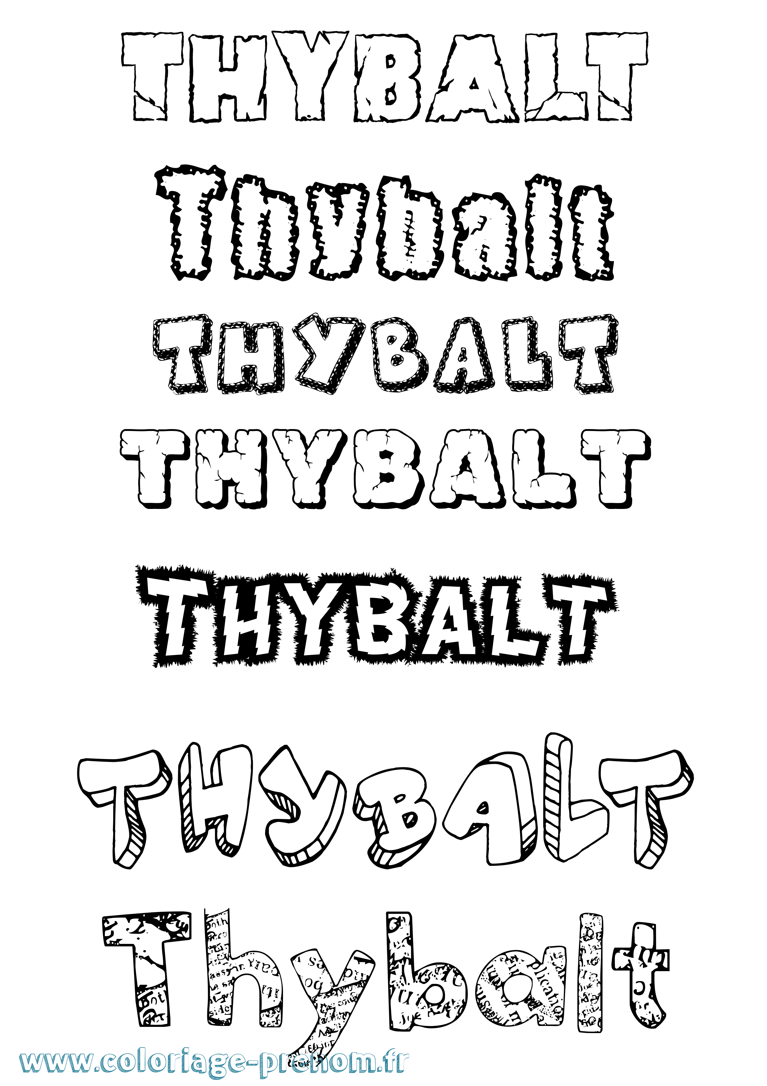 Coloriage Thybalt Destructuré Coloriage prénom Thybalt Destructuré