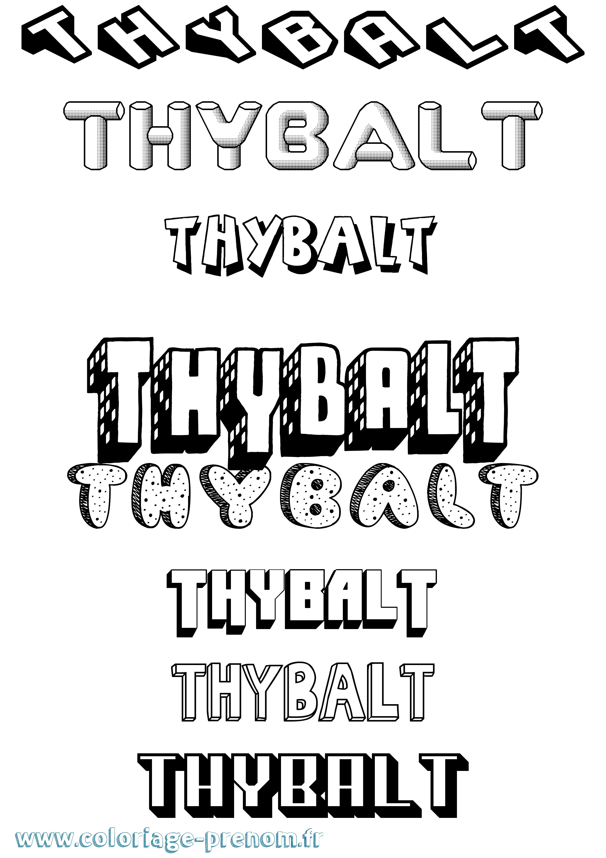 Coloriage Thybalt Effet 3D Coloriage prénom Thybalt Effet 3D