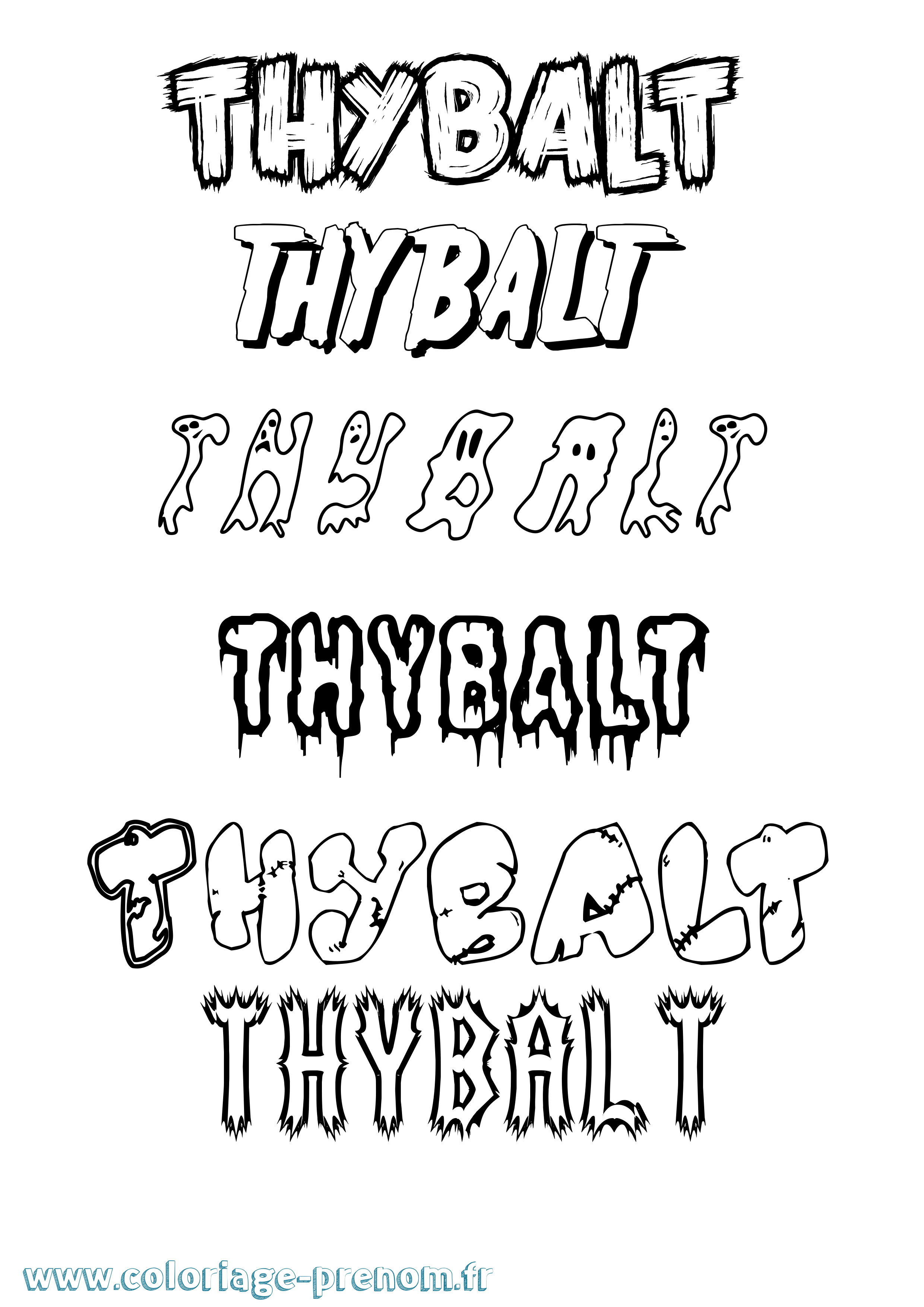 Coloriage Thybalt Frisson Coloriage prénom Thybalt Frisson