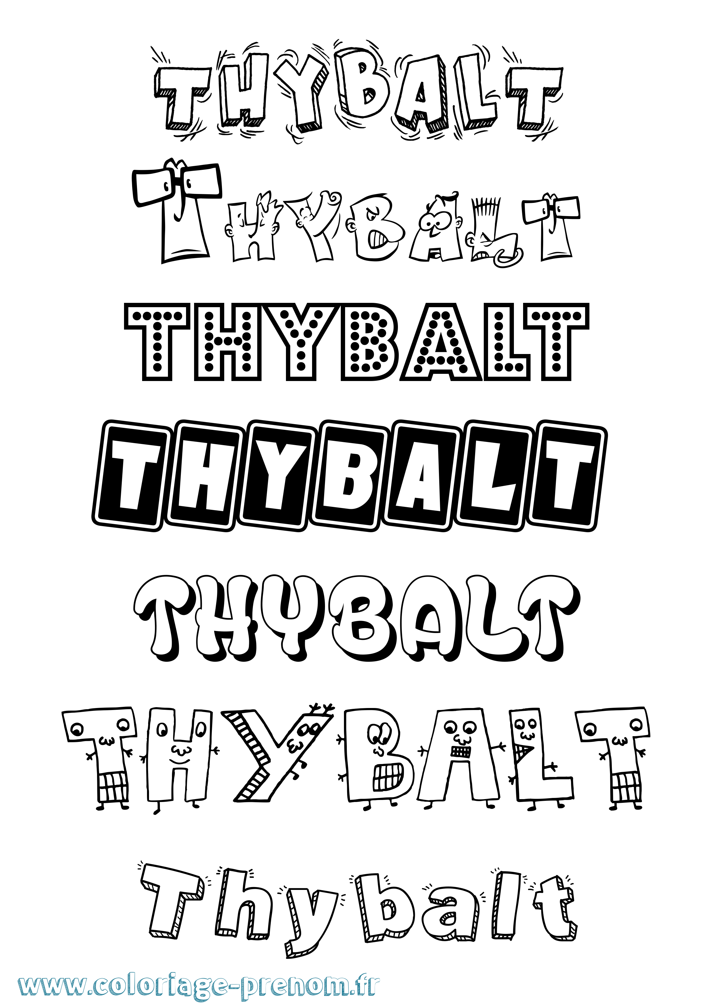 Coloriage Thybalt Fun Coloriage prénom Thybalt Fun