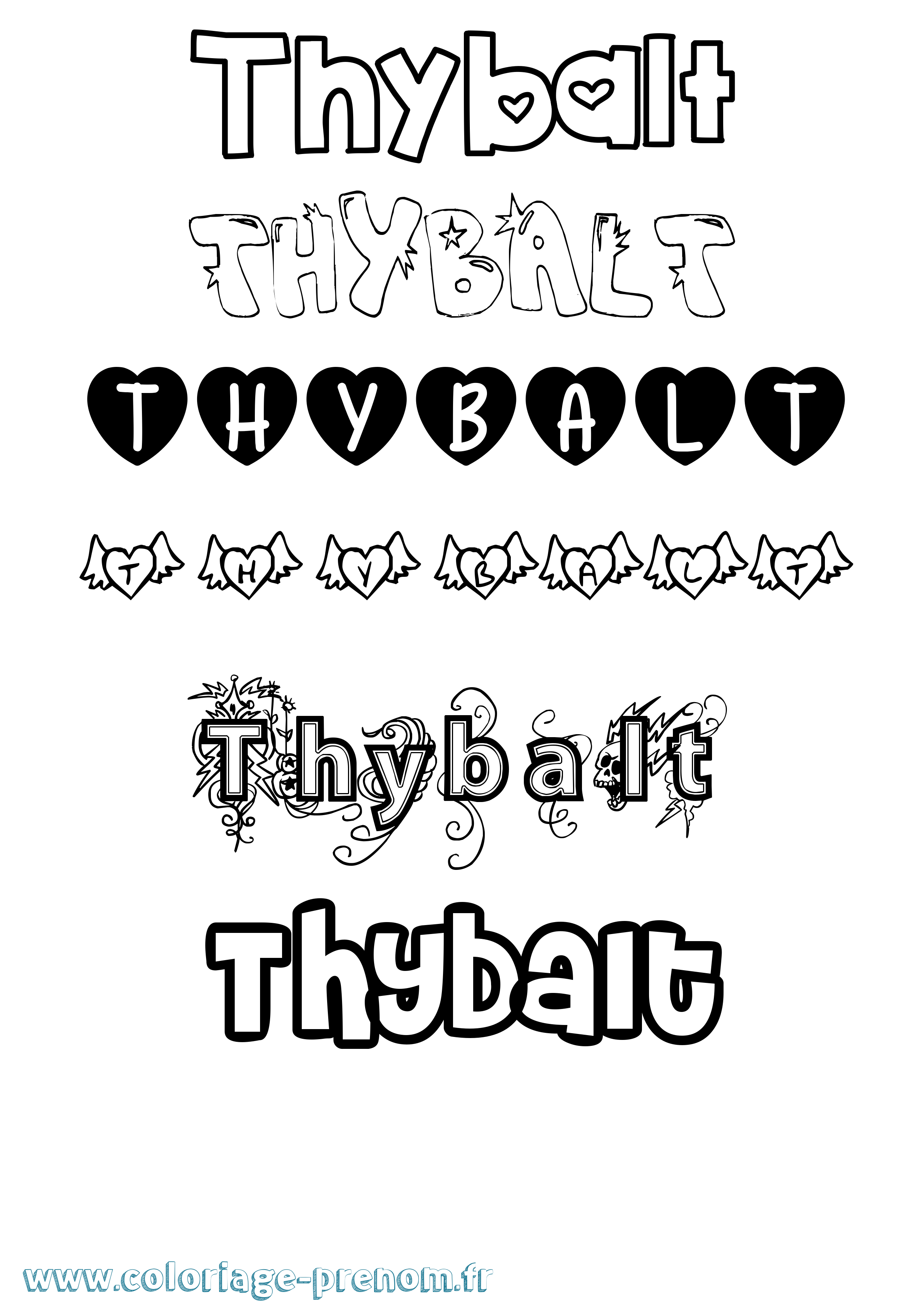Coloriage Thybalt Girly Coloriage prénom Thybalt Girly