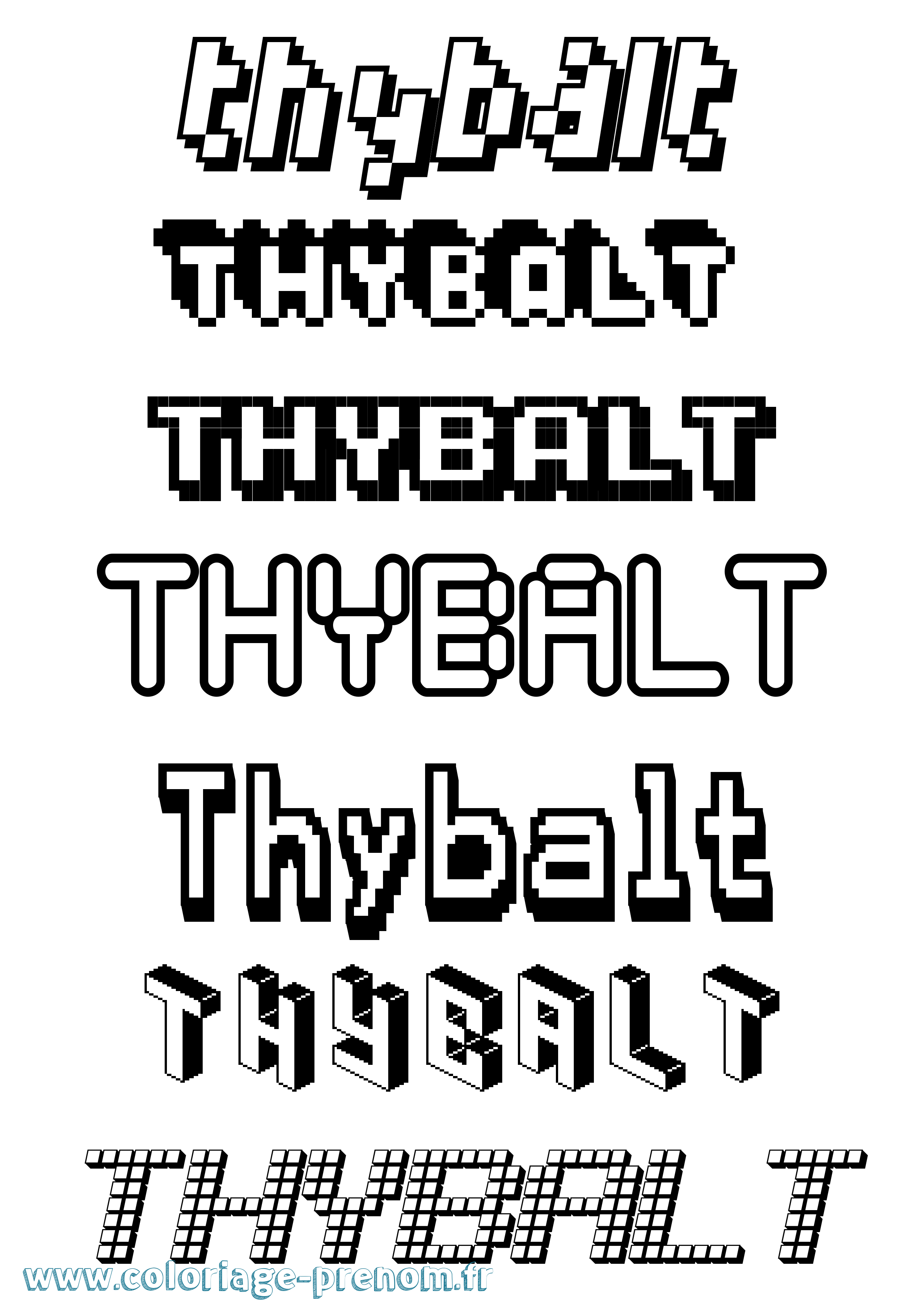 Coloriage Thybalt Pixel Coloriage prénom Thybalt Pixel