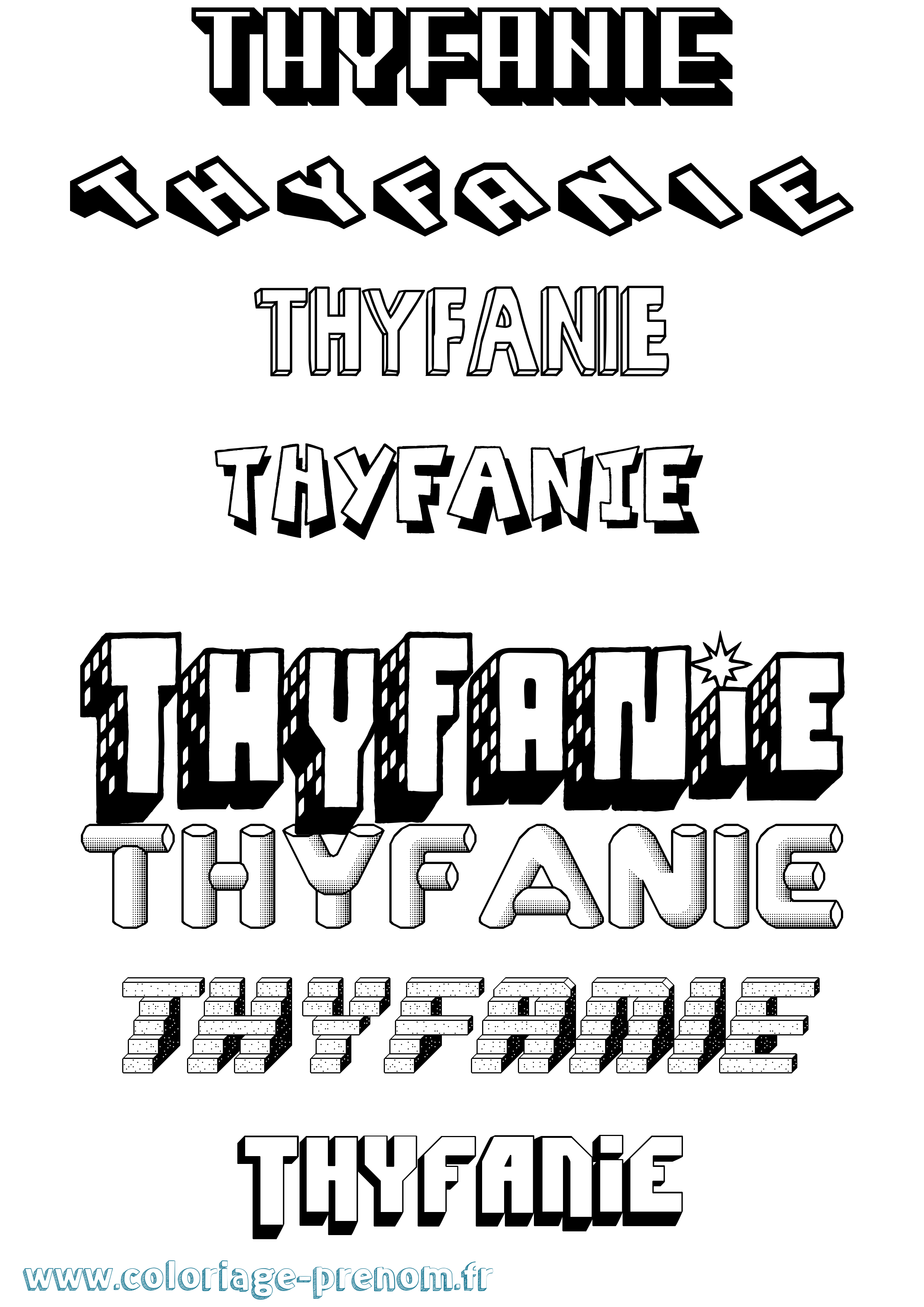 Coloriage Thyfanie Effet 3D Coloriage prénom Thyfanie Effet 3D