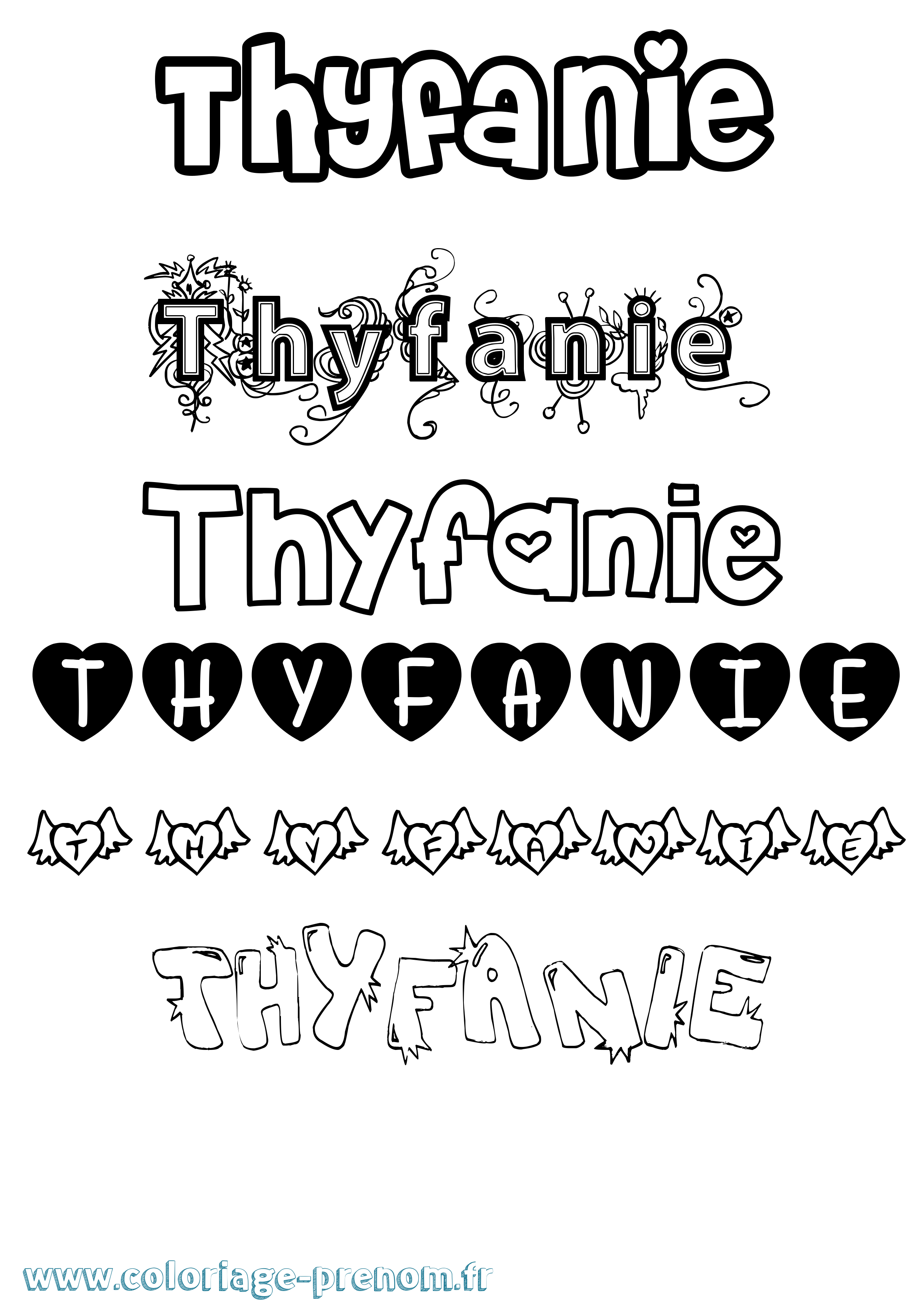 Coloriage Thyfanie Girly Coloriage prénom Thyfanie Girly