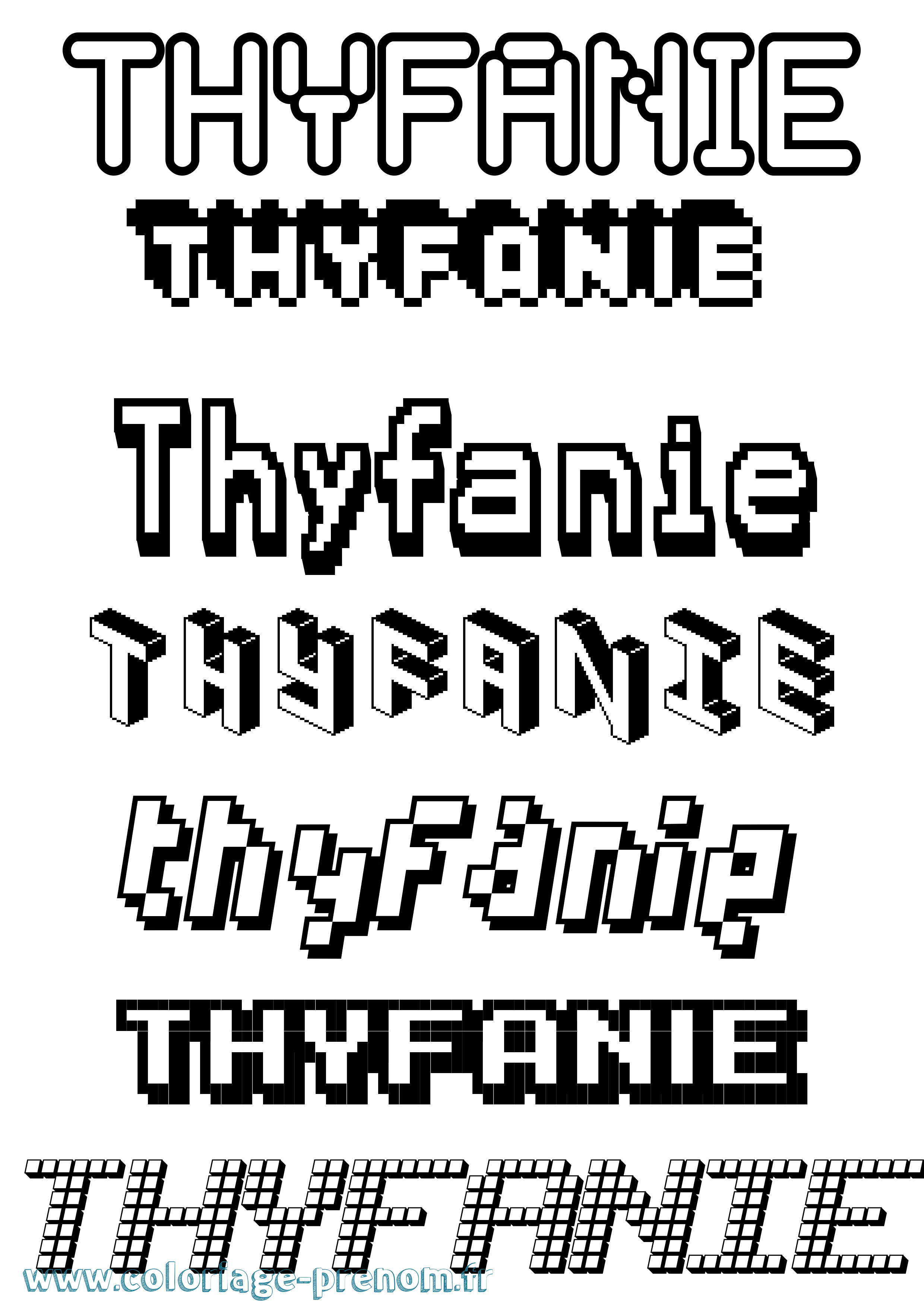 Coloriage Thyfanie Pixel Coloriage prénom Thyfanie Pixel