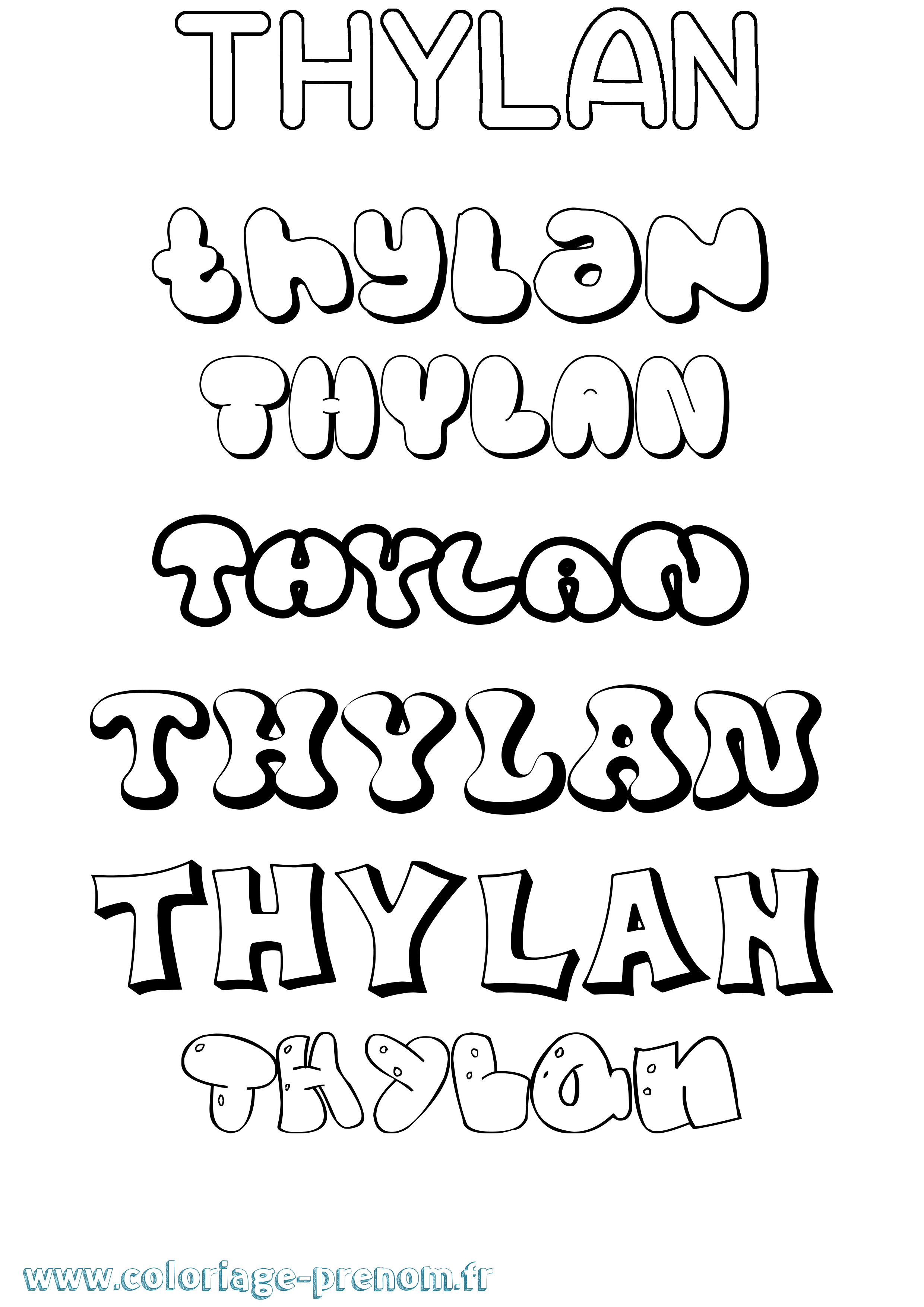 Coloriage Thylan Bubble Coloriage prénom Thylan Bubble
