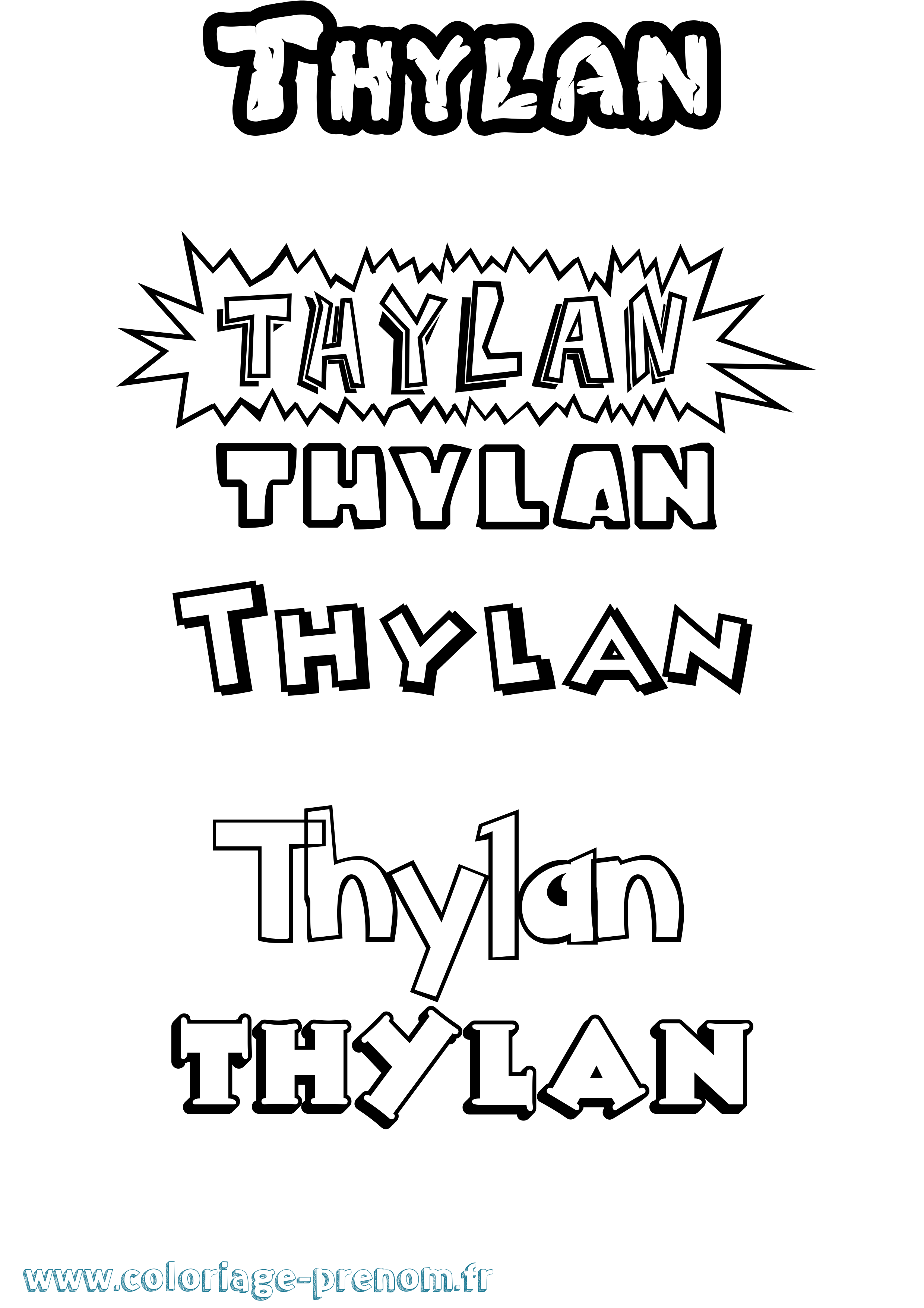 Coloriage Thylan Dessin Animé Coloriage prénom Thylan Dessin Animé