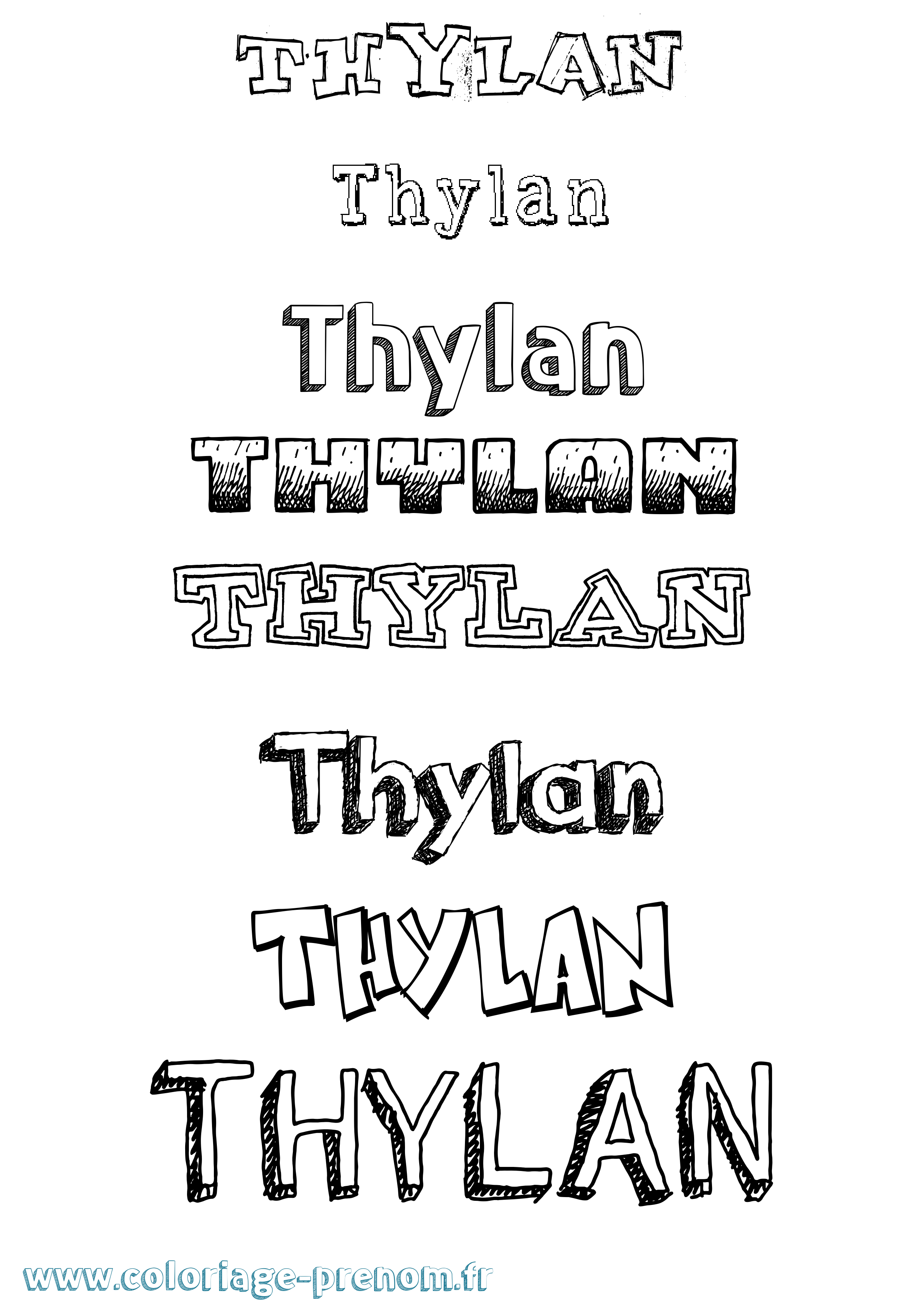 Coloriage Thylan Dessiné Coloriage prénom Thylan Dessiné