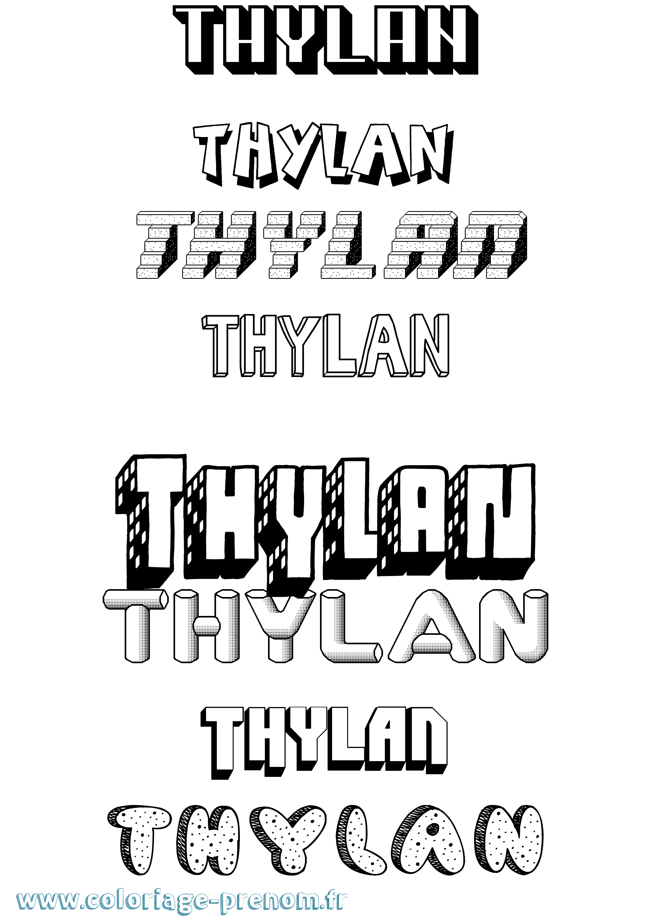 Coloriage Thylan Effet 3D Coloriage prénom Thylan Effet 3D