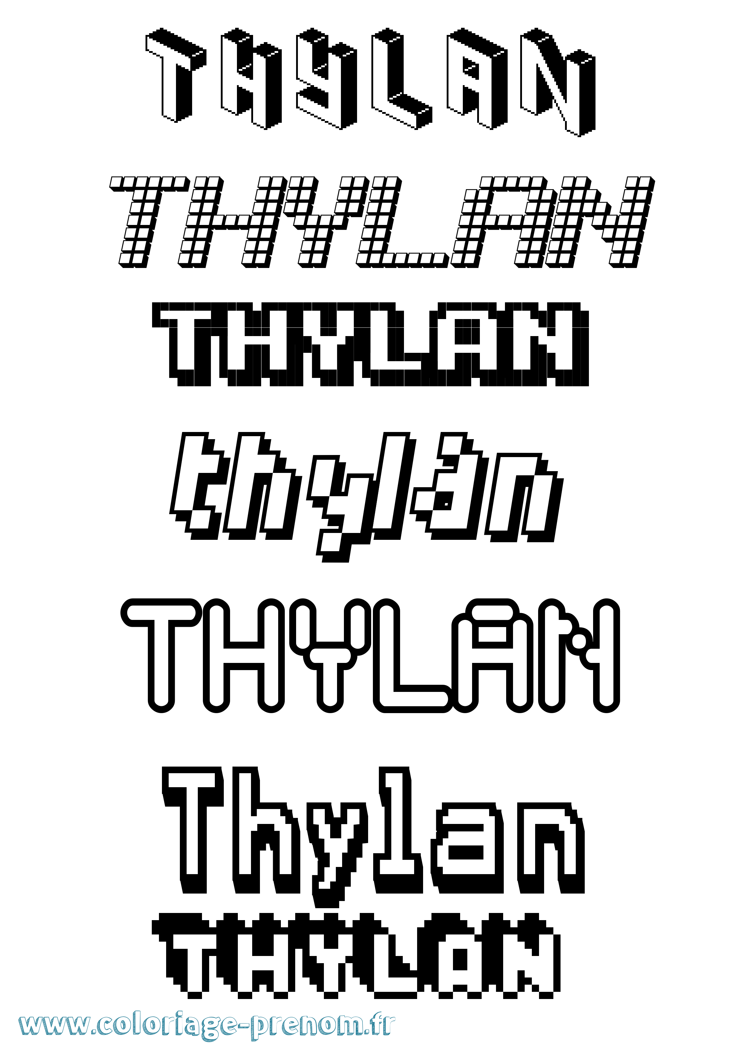 Coloriage Thylan Pixel Coloriage prénom Thylan Pixel