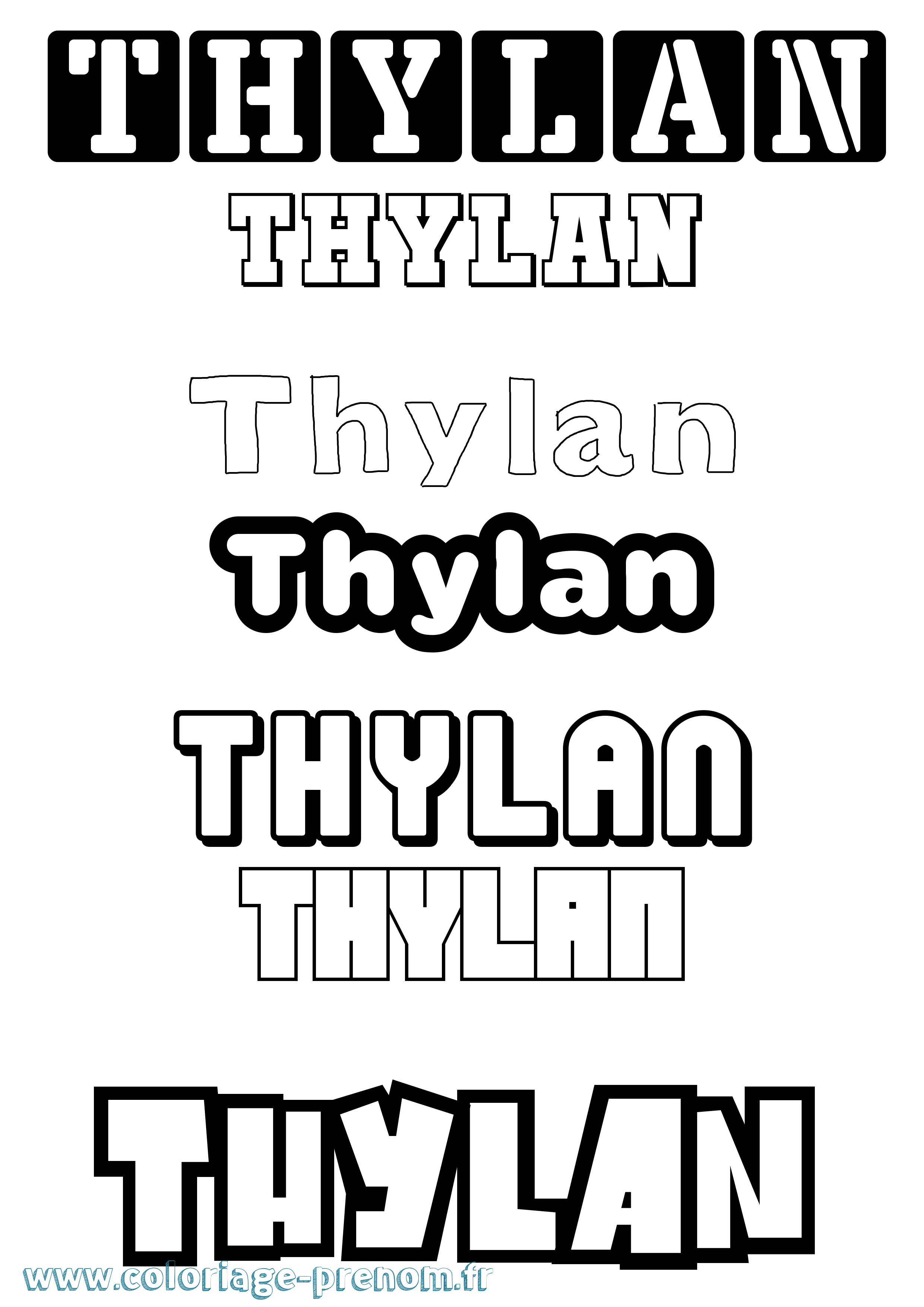 Coloriage Thylan Simple Coloriage prénom Thylan Simple