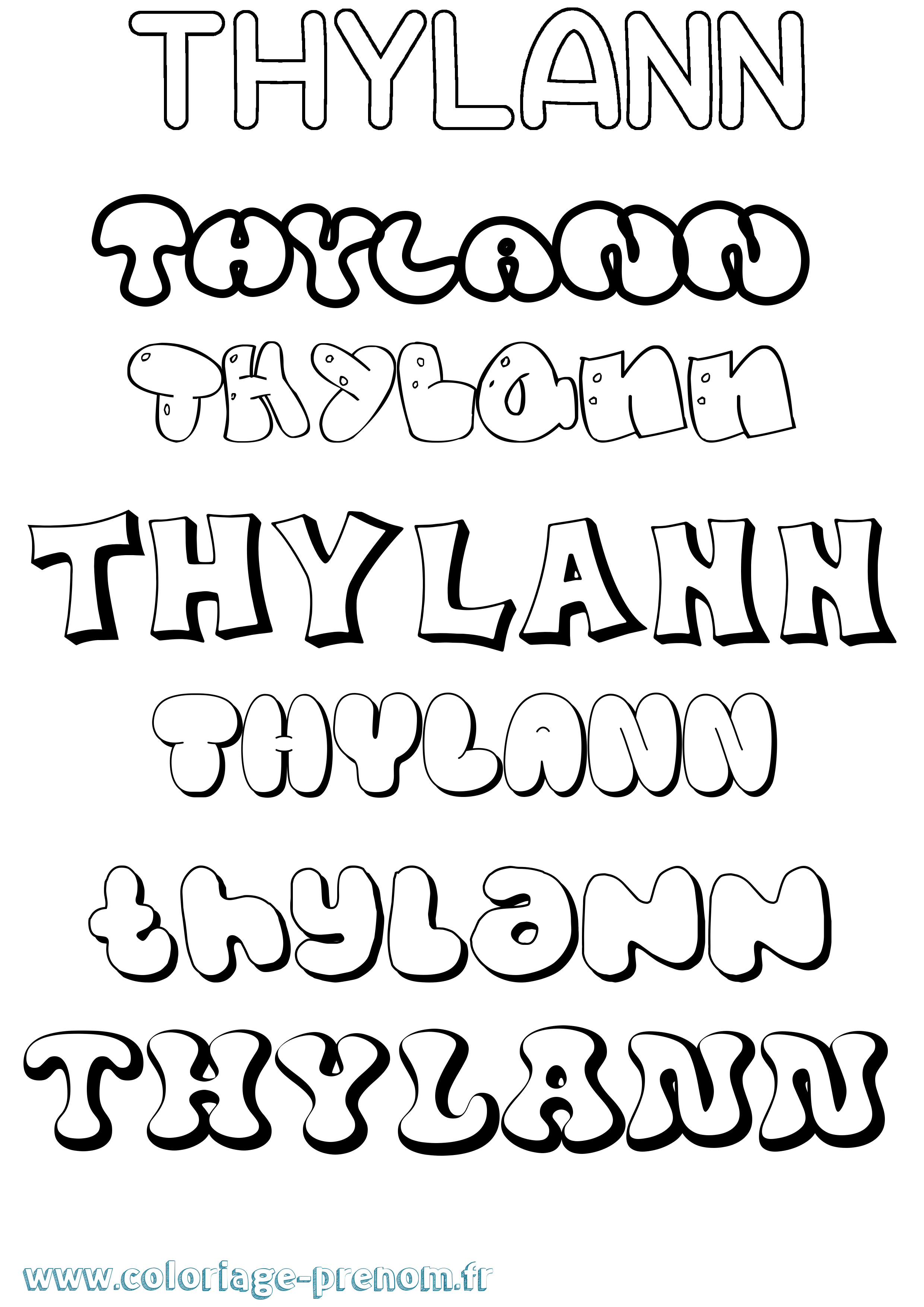 Coloriage Thylann Bubble Coloriage prénom Thylann Bubble